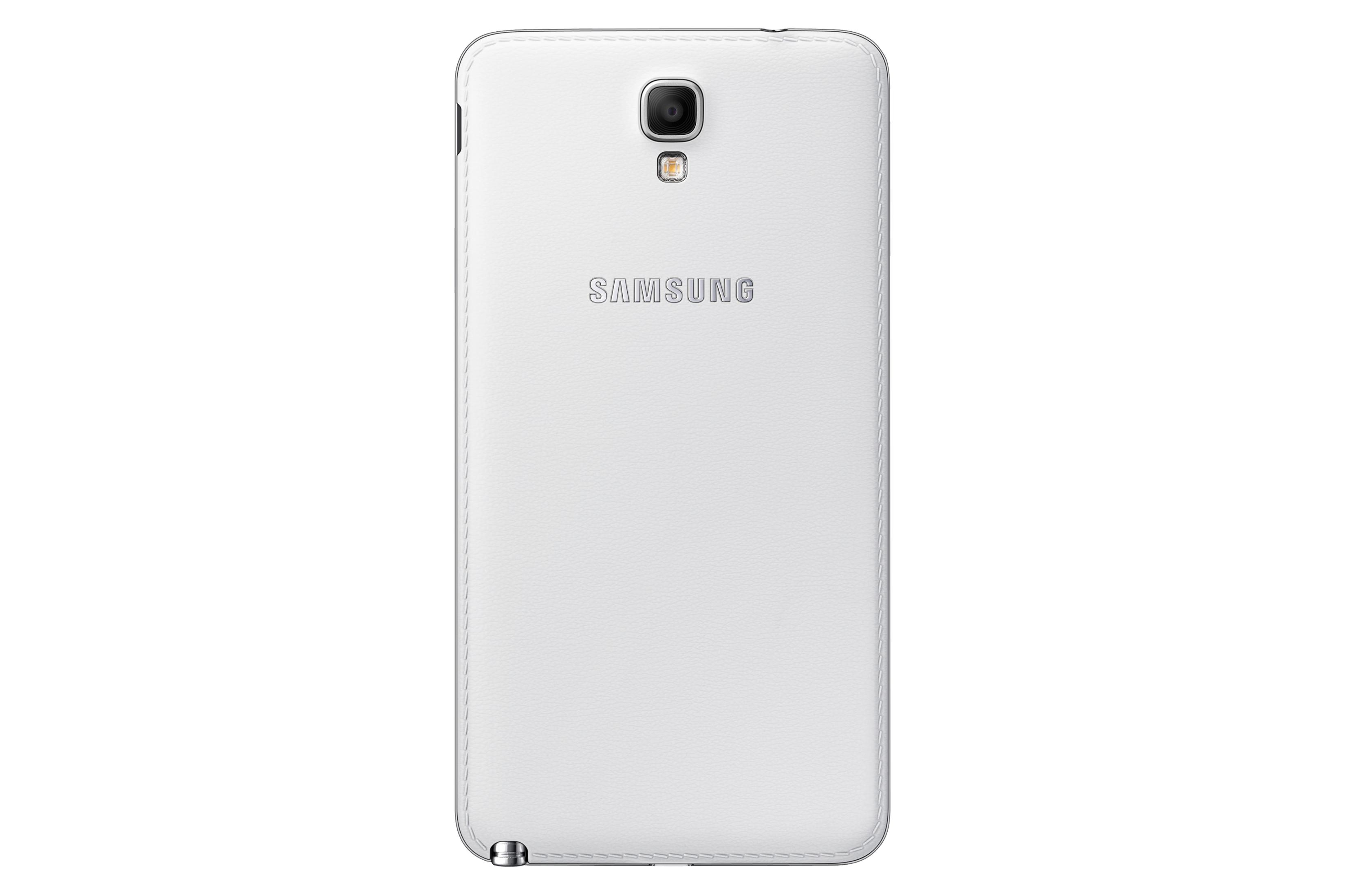 Weiße Samsung Tablet-Rückseite mit Kamera, Blitz und Samsung-Logo.