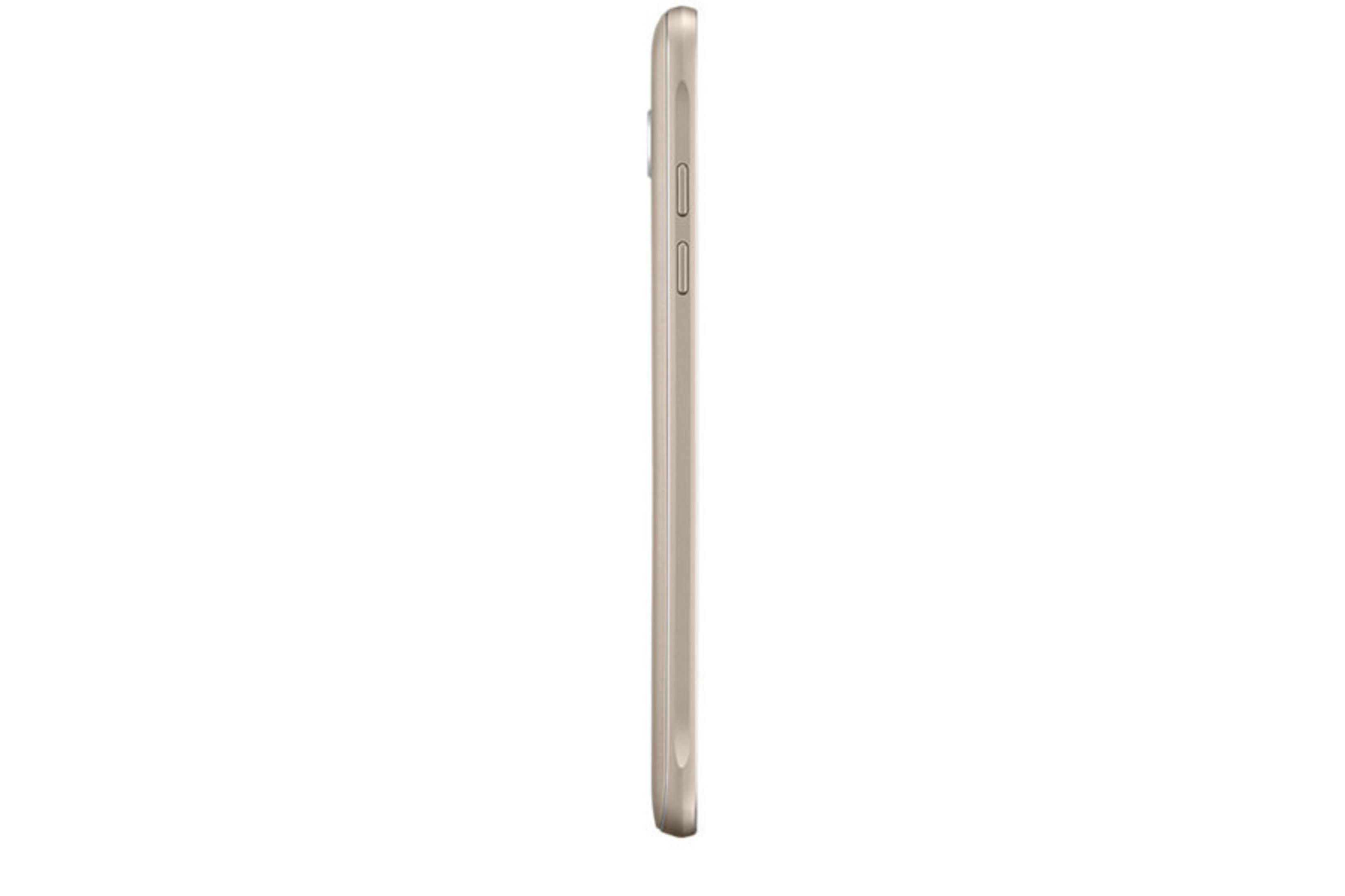 Goldene Telefon-Seitenansicht, Kante und Tasten zeigend.