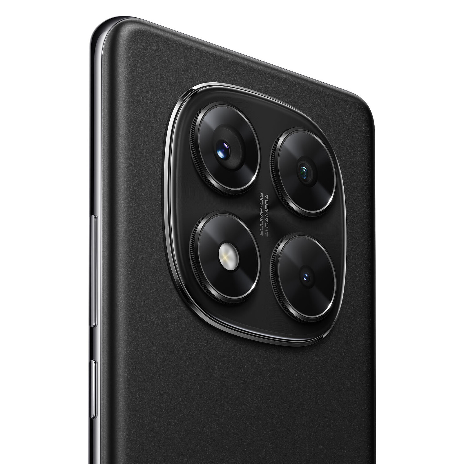 Retro telefono nero, quattro fotocamere e un cerchio lucido.