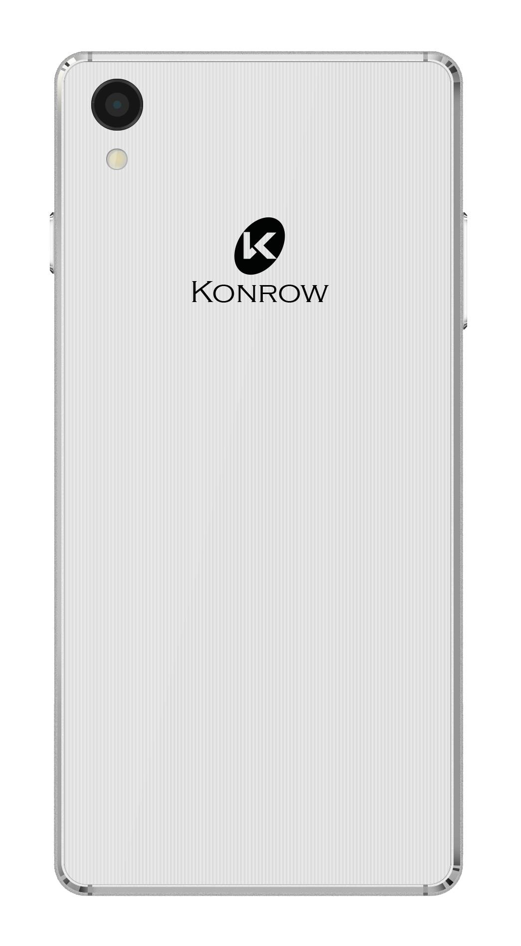 Retro di uno smartphone bianco con logo nero e una singola fotocamera.