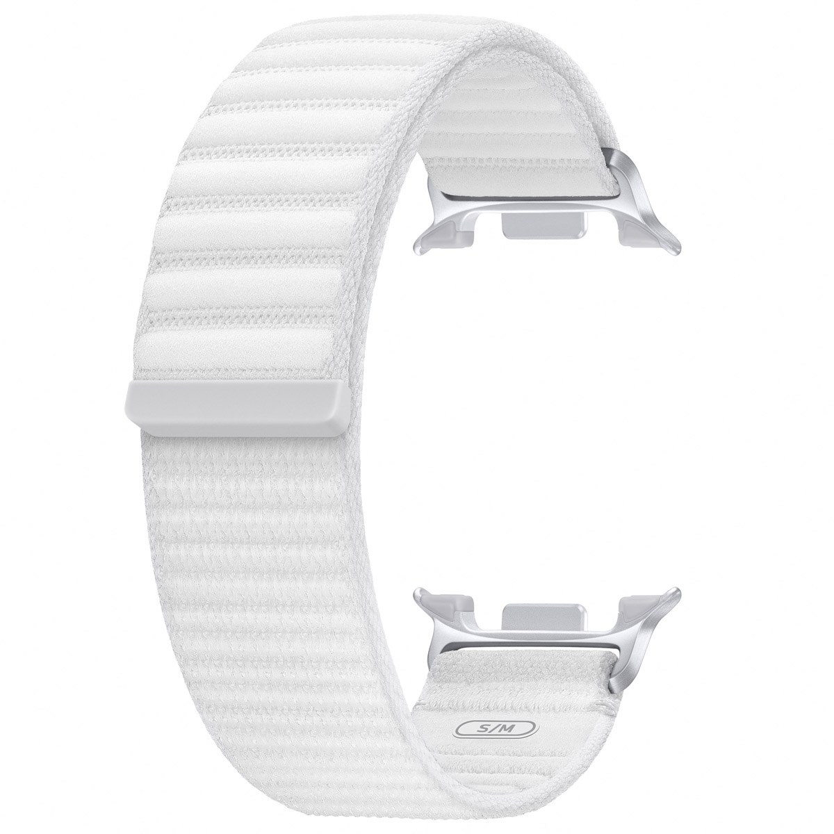 Witte horlogeband. Lus met magneetsluiting. Zilveren clips.