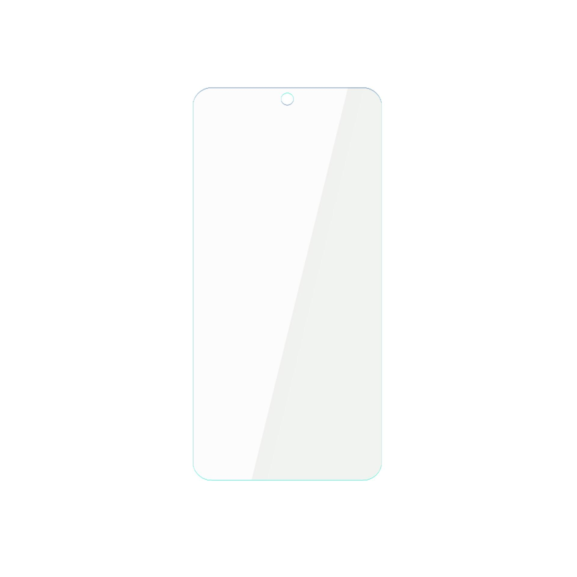 Un proteggi schermo trasparente per telefono. Sfondo bianco.