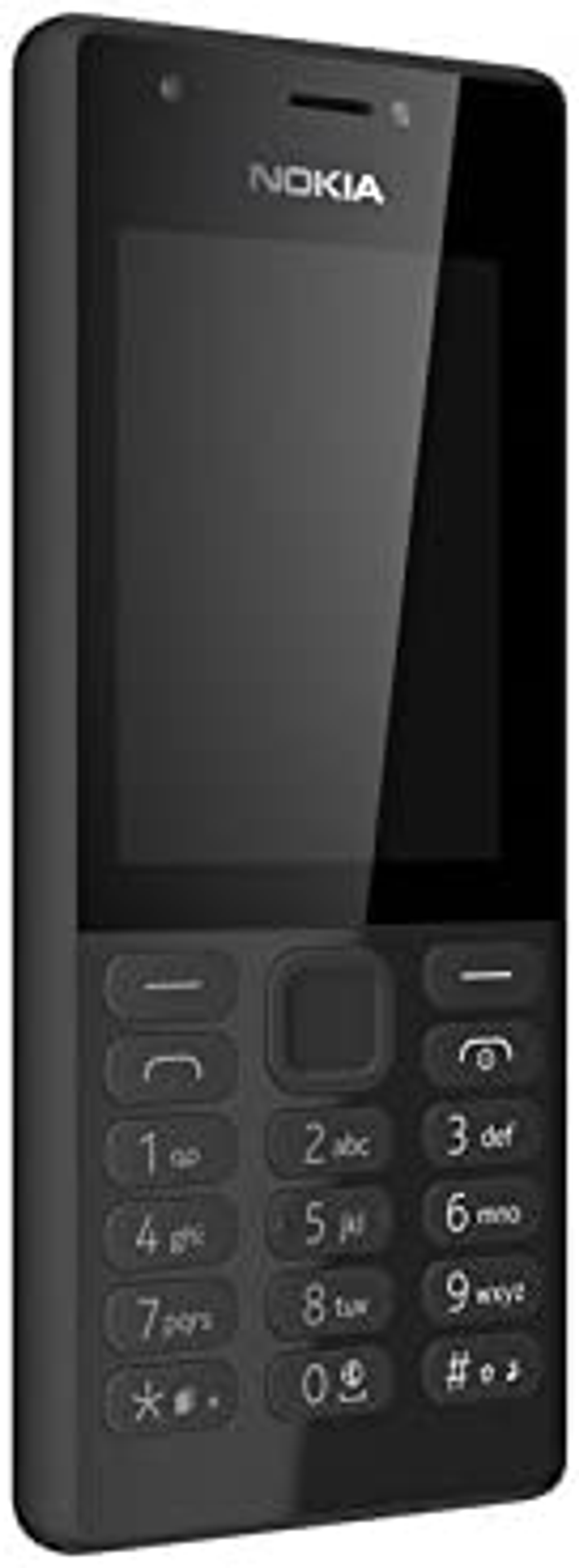 Un telefono Nokia nero con schermo e tastierino. Il telefono ha un design classico.