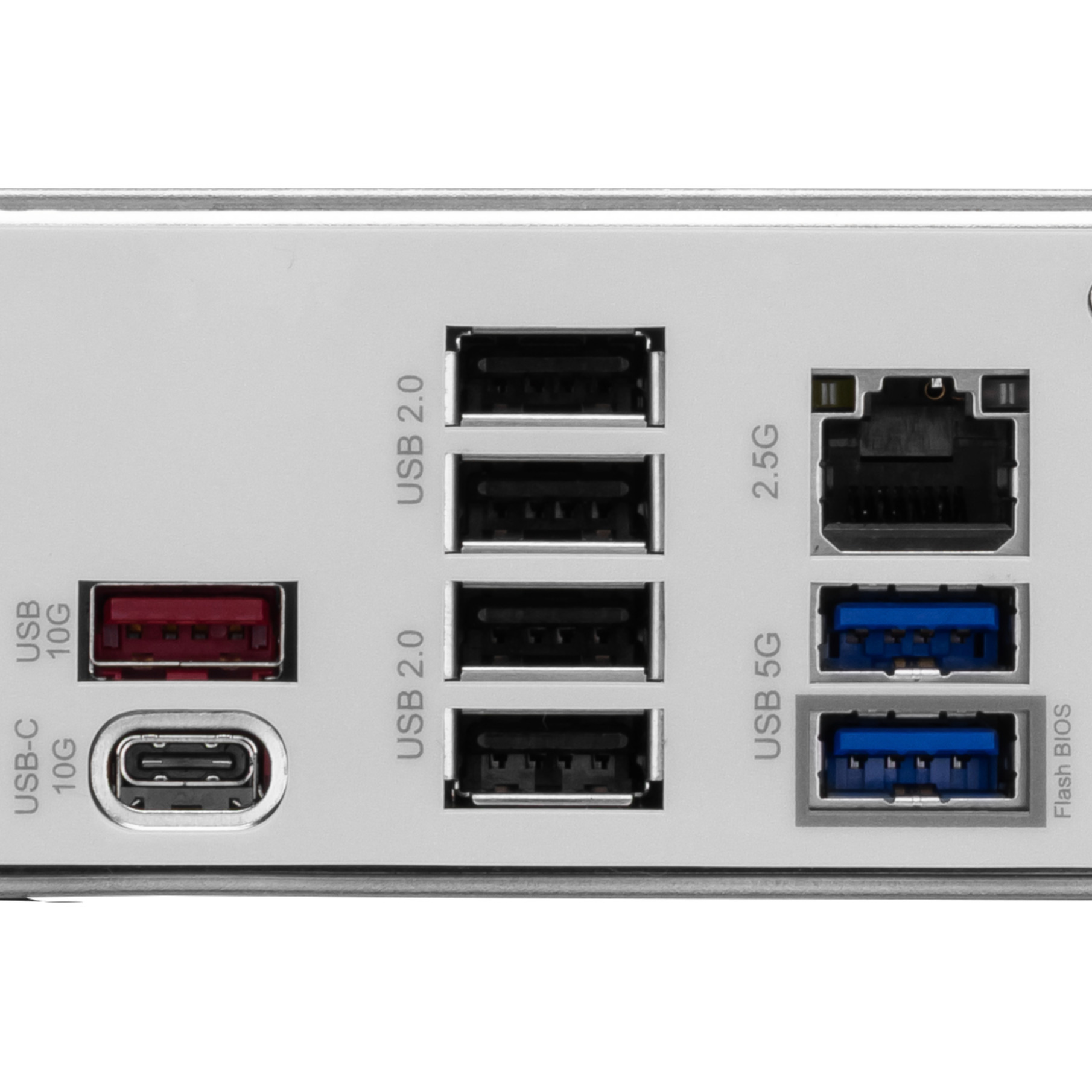 Zbliżenie portów komputera, w tym USB i USB-C. Etykiety wskazują wersje USB i prędkości przesyłania danych.