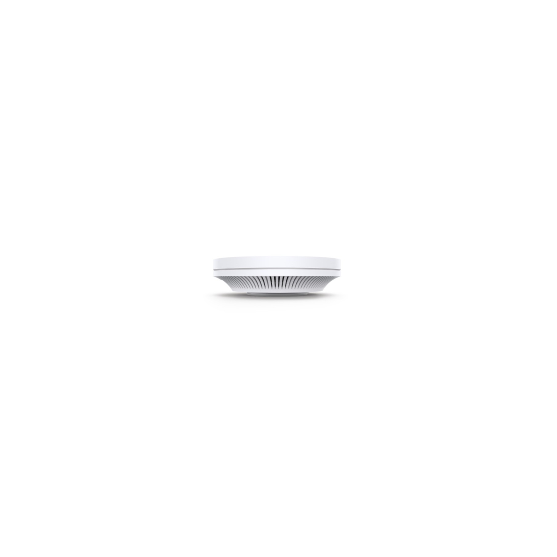 White, circular ceiling-mounted device. It's a smoke detector with a vent design.