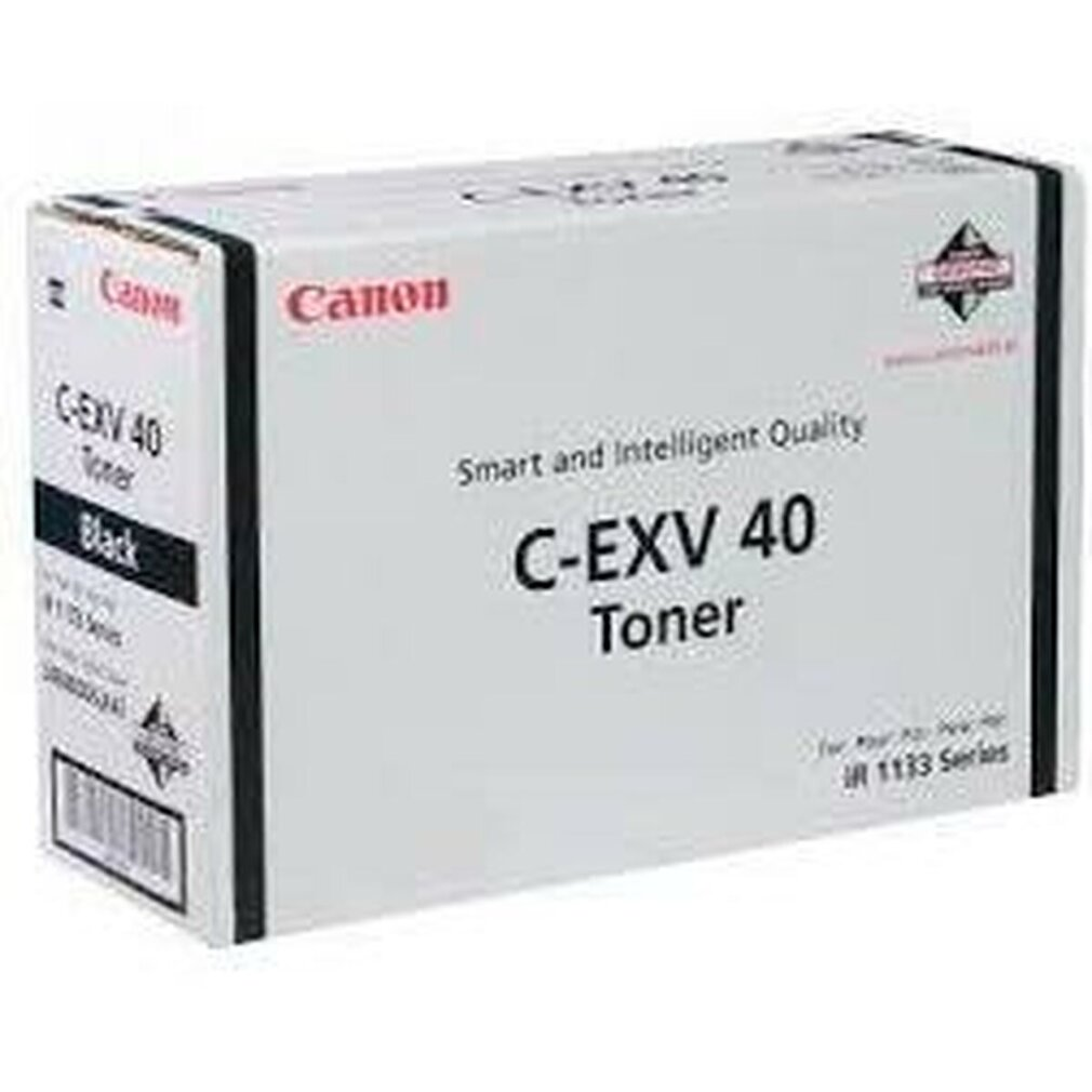 Eine Canon C-EXV 40 Tonerkartuschenbox, weiß mit schwarzen und roten Akzenten, Canon-Logo sichtbar.