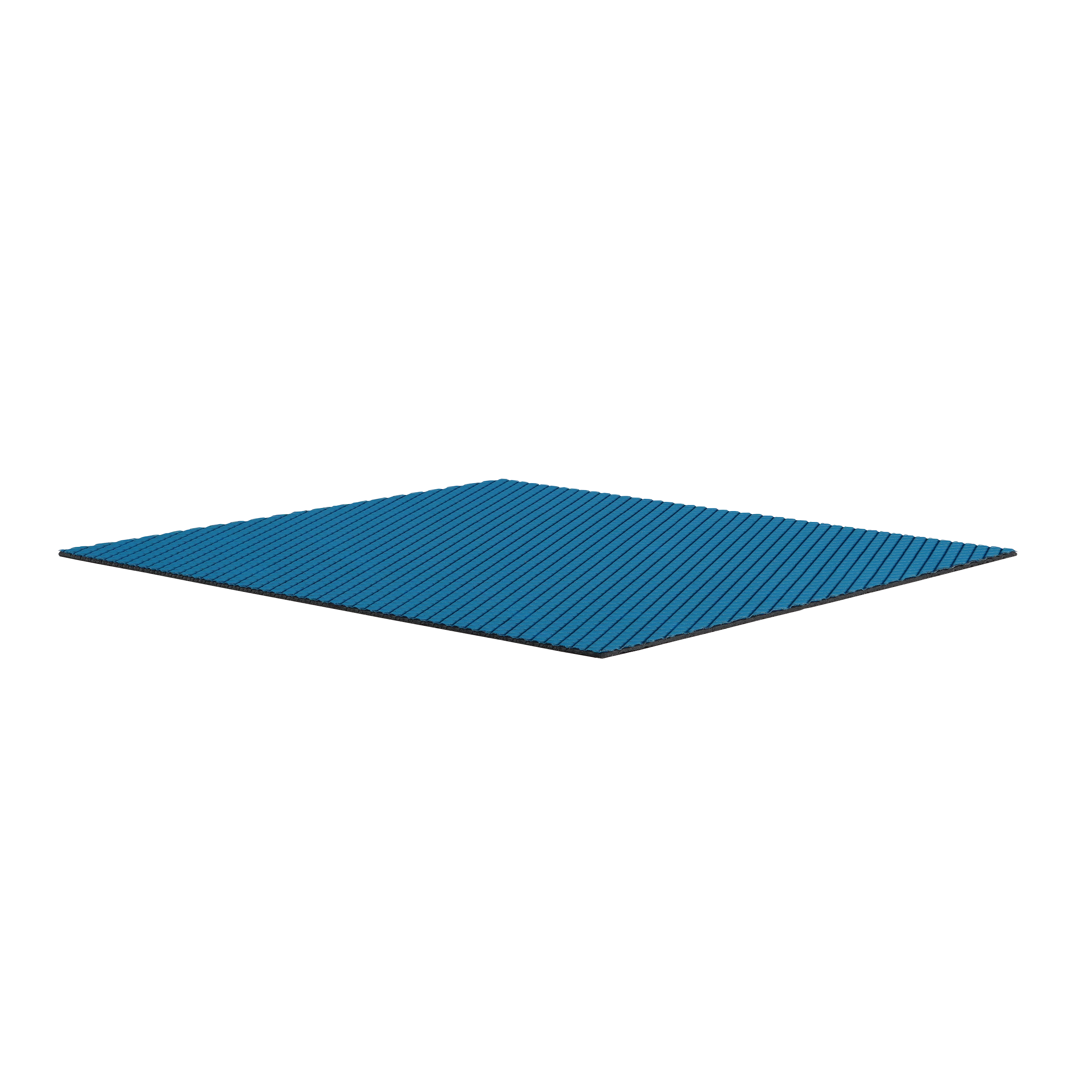 Ein blaues, strukturiertes Rechteck auf schwarzem Hintergrund, leicht abgewinkelt. Die Textur hat Linien.