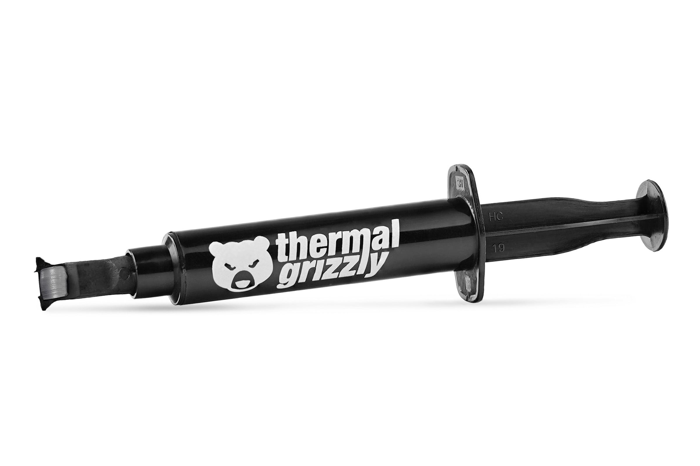 Thermal Grizzly termal gresinin siyah tüpü. Beyaz logo ve metin.