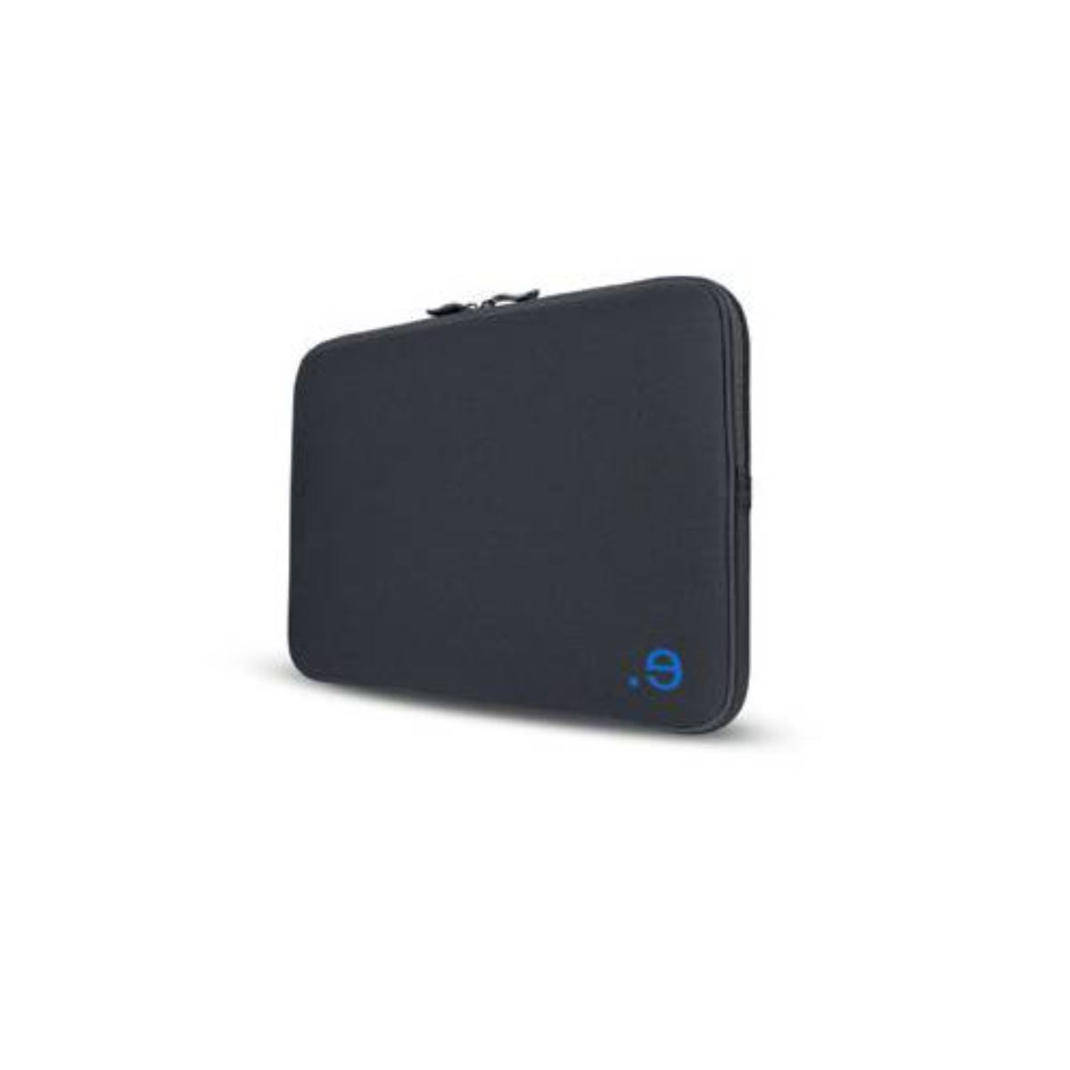 Housse pour ordinateur portable noire avec logo '.9' bleu sur fond blanc.
