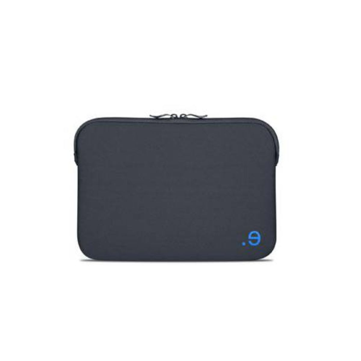 Housse pour ordinateur portable noire avec un logo '.9' bleu dans le coin.