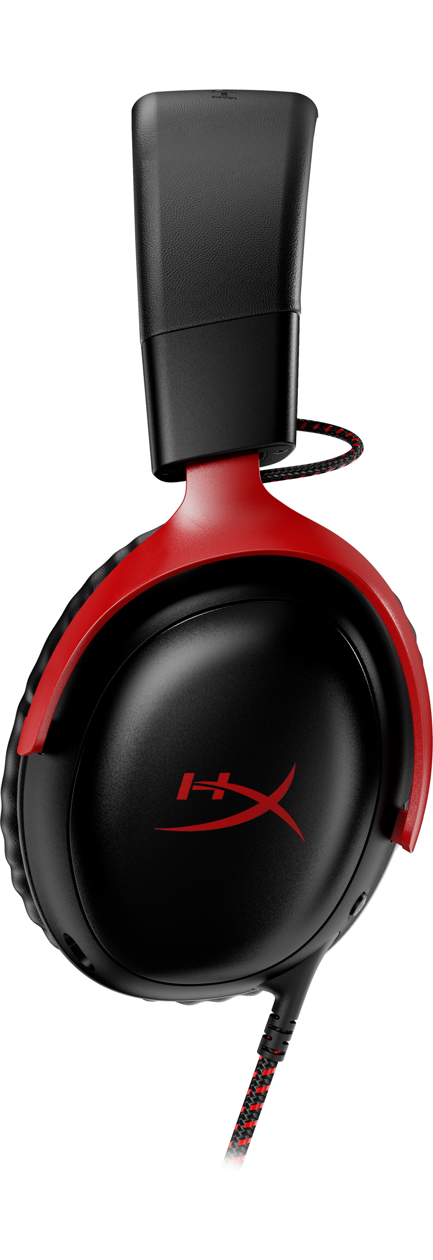 Ein rot-schwarzes Gaming-Headset. Das Markenlogo ist an der Seite sichtbar.