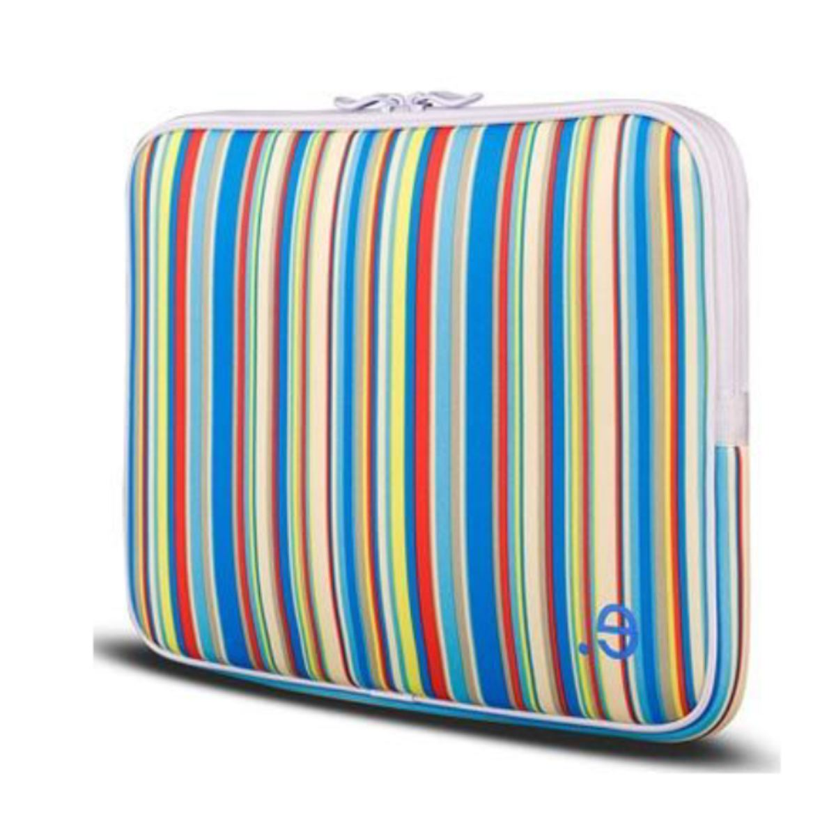 Laptoptasche mit bunten vertikalen Streifen.