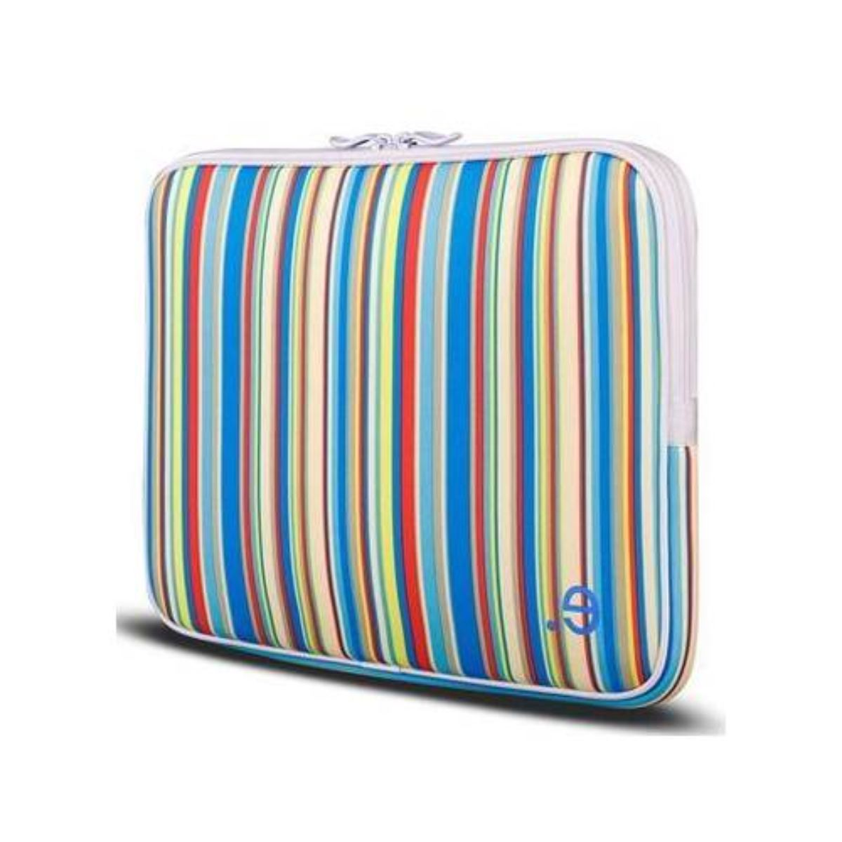 Housse pour ordinateur portable à rayures verticales colorées.