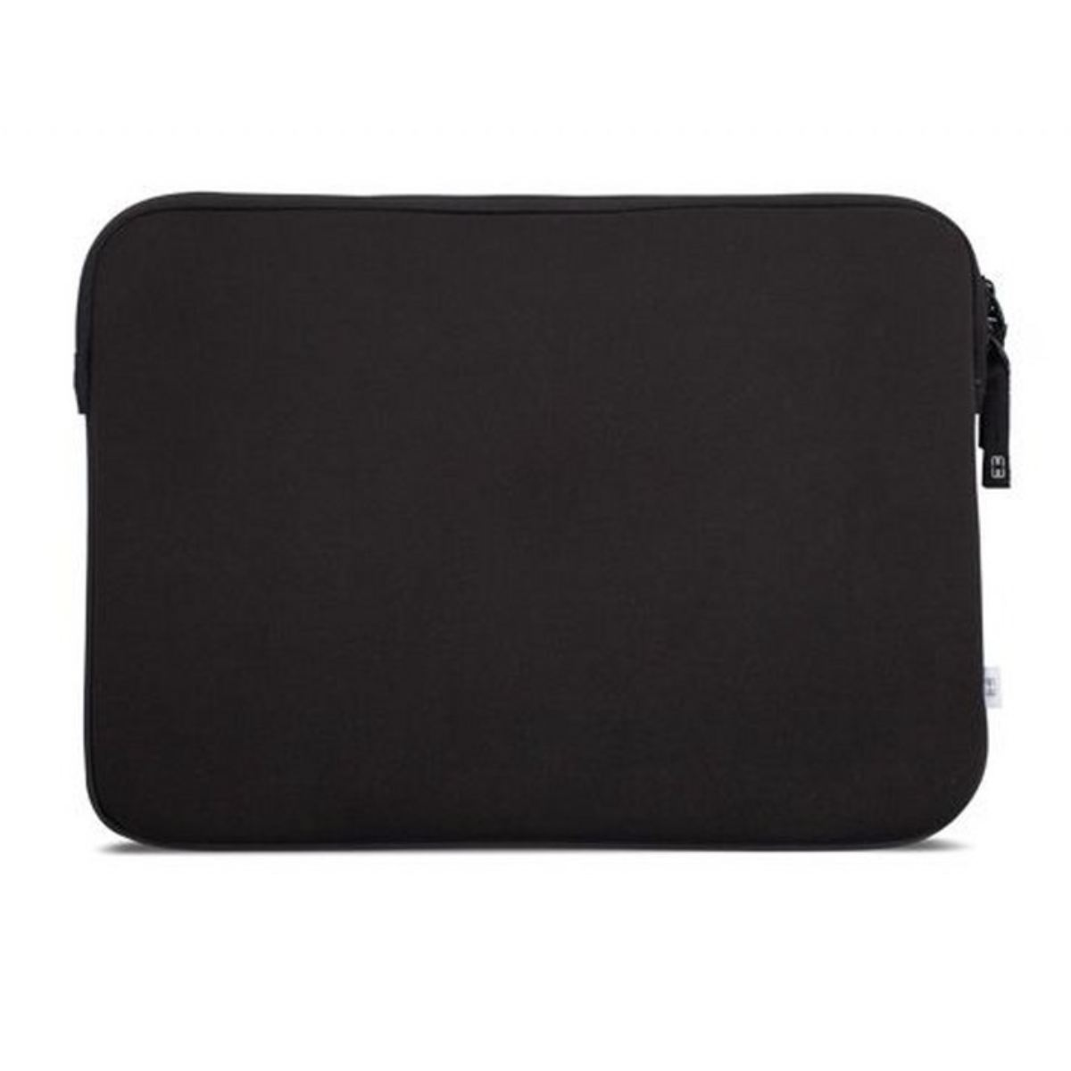Grüne Laptoptasche, offen. Ein Reißverschluss verläuft mittig. Die Kanten sind grün.