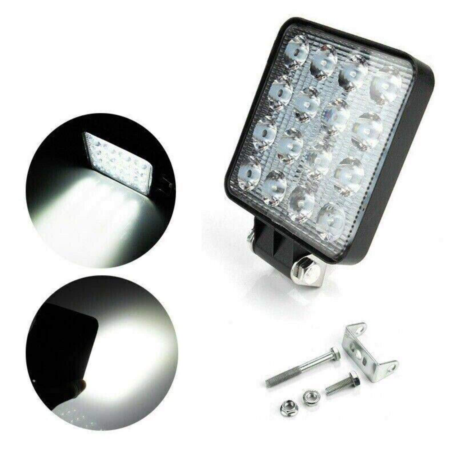 LED-Lichtdetails. Nahaufnahme der LEDs, Lichtstrahl und Komponenten. Montagematerial ist ebenfalls sichtbar.