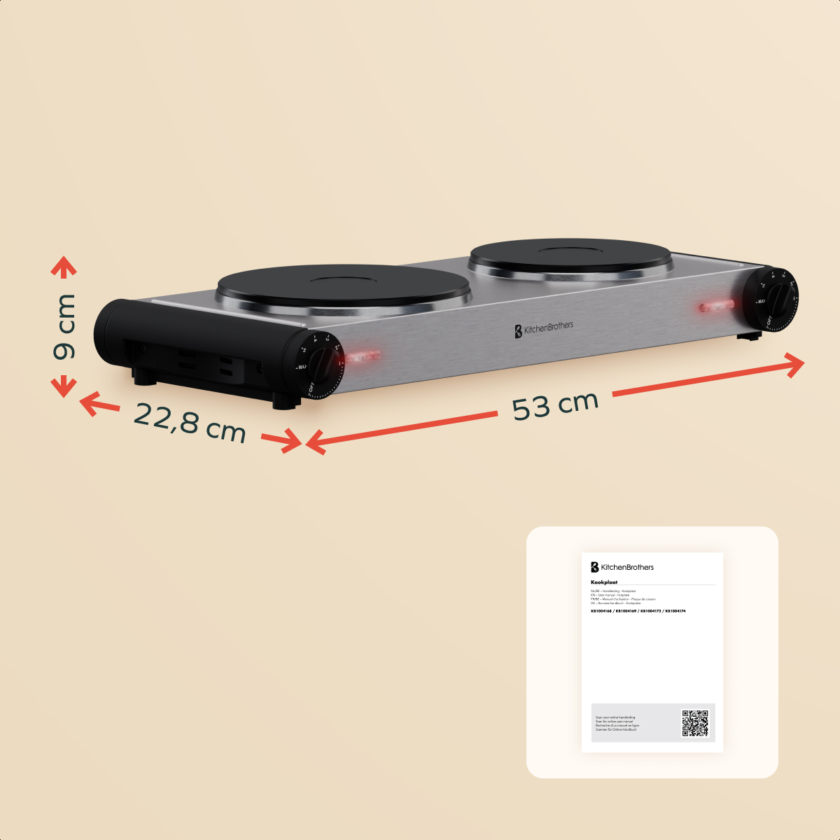 KitchenBrothers Elektrische Kookplaat - 2 Pits - 2500W - Zwart kopen? | | Warmhoudplaatjes