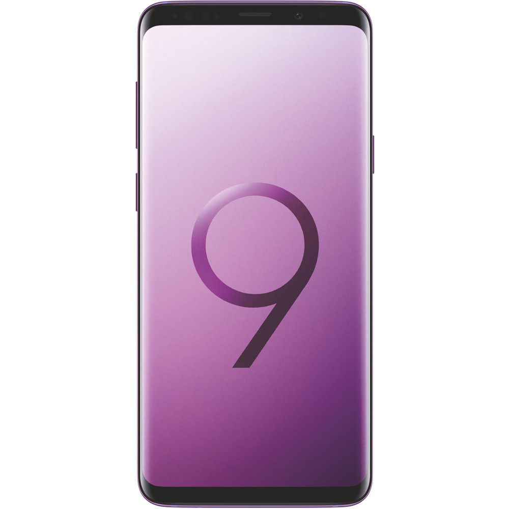 Ein lila Samsung Galaxy S9 Smartphone, mit der Nummer 9 auf dem Bildschirm.