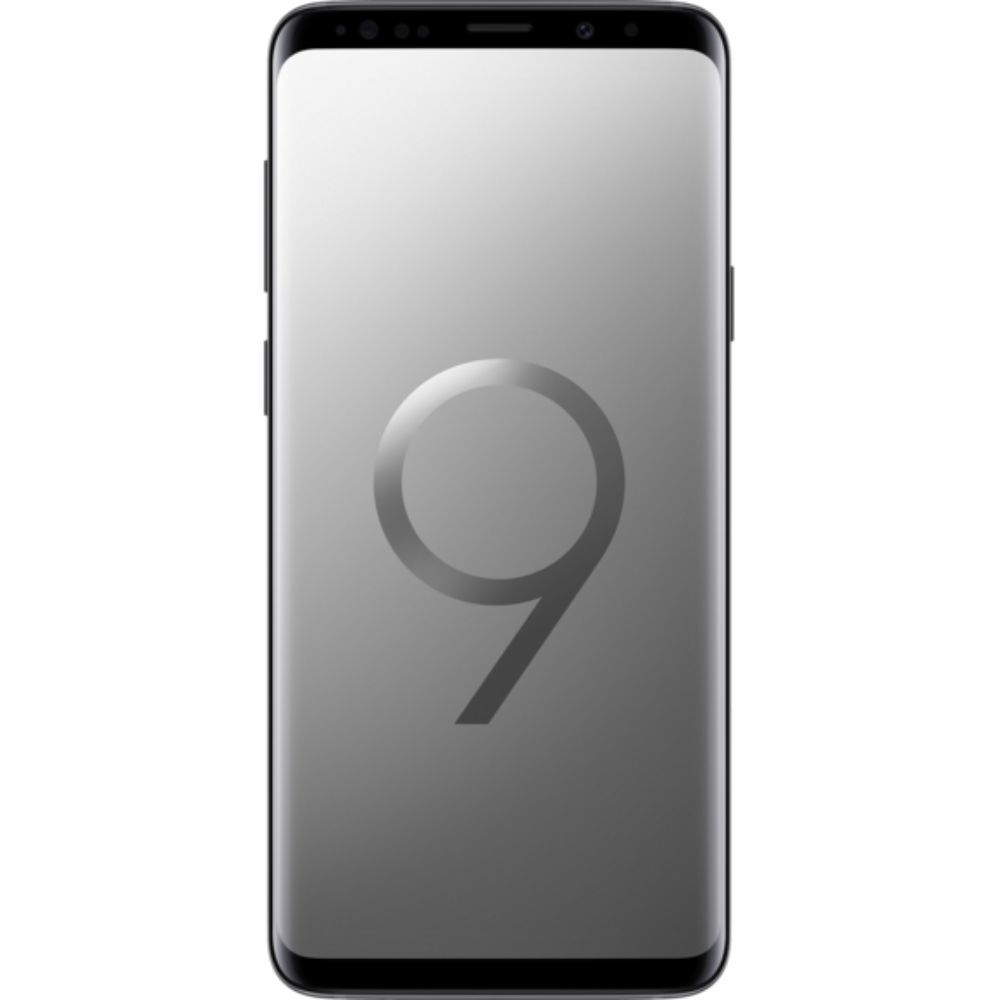 Smartphone-Bildschirm mit der Zahl 9 in Grau auf grauem Hintergrund.