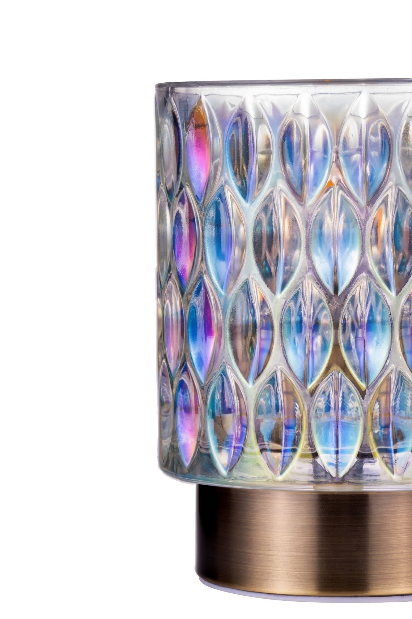 Lampa ze wzorem szklanym. Szkło ma wiele kolorów.