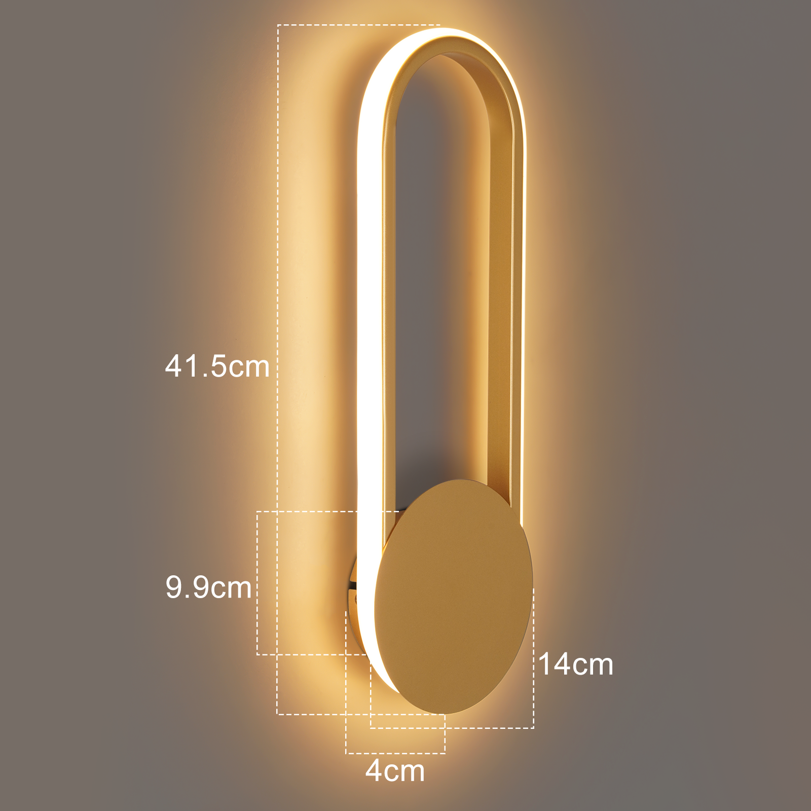 Applique da parete con design ovale. La luce è accesa.