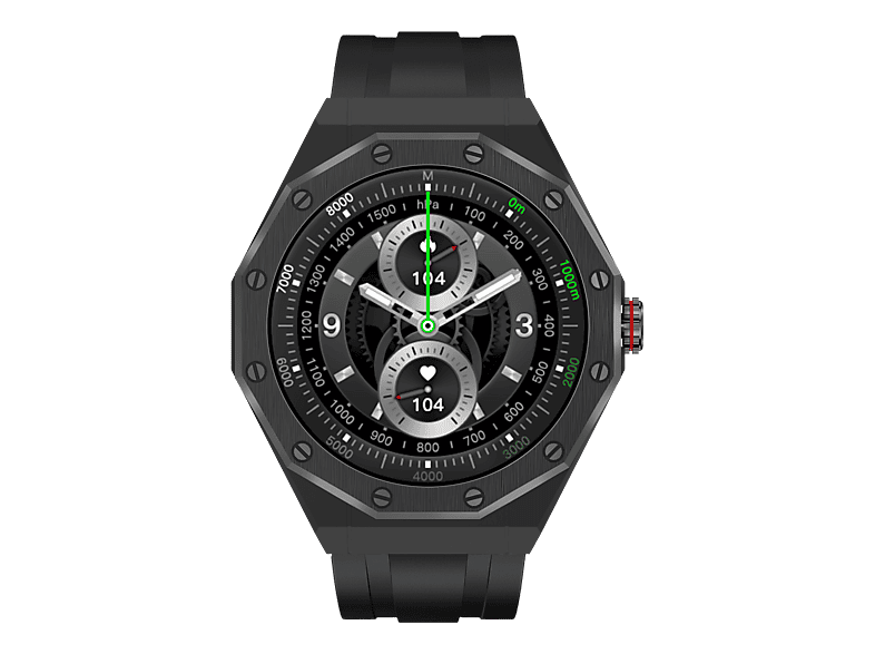 KIANO Watch Elegance Black smart watch Silikon mit Edelstahl-Mesh, Schwarz