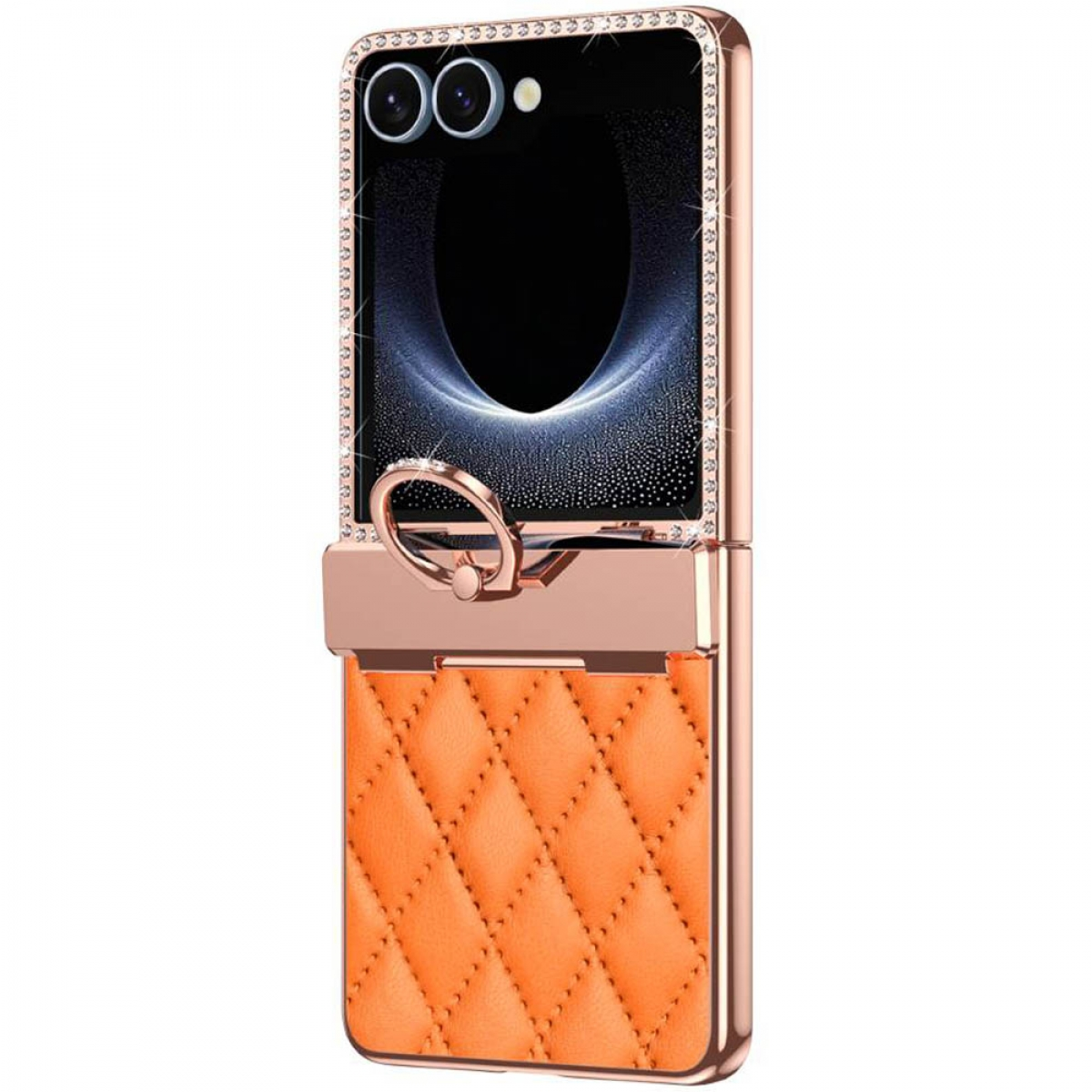 CASEONLINE Rhombus Bling, Backcover, Samsung, Galaxy Z Flip 7, Hermes Orange