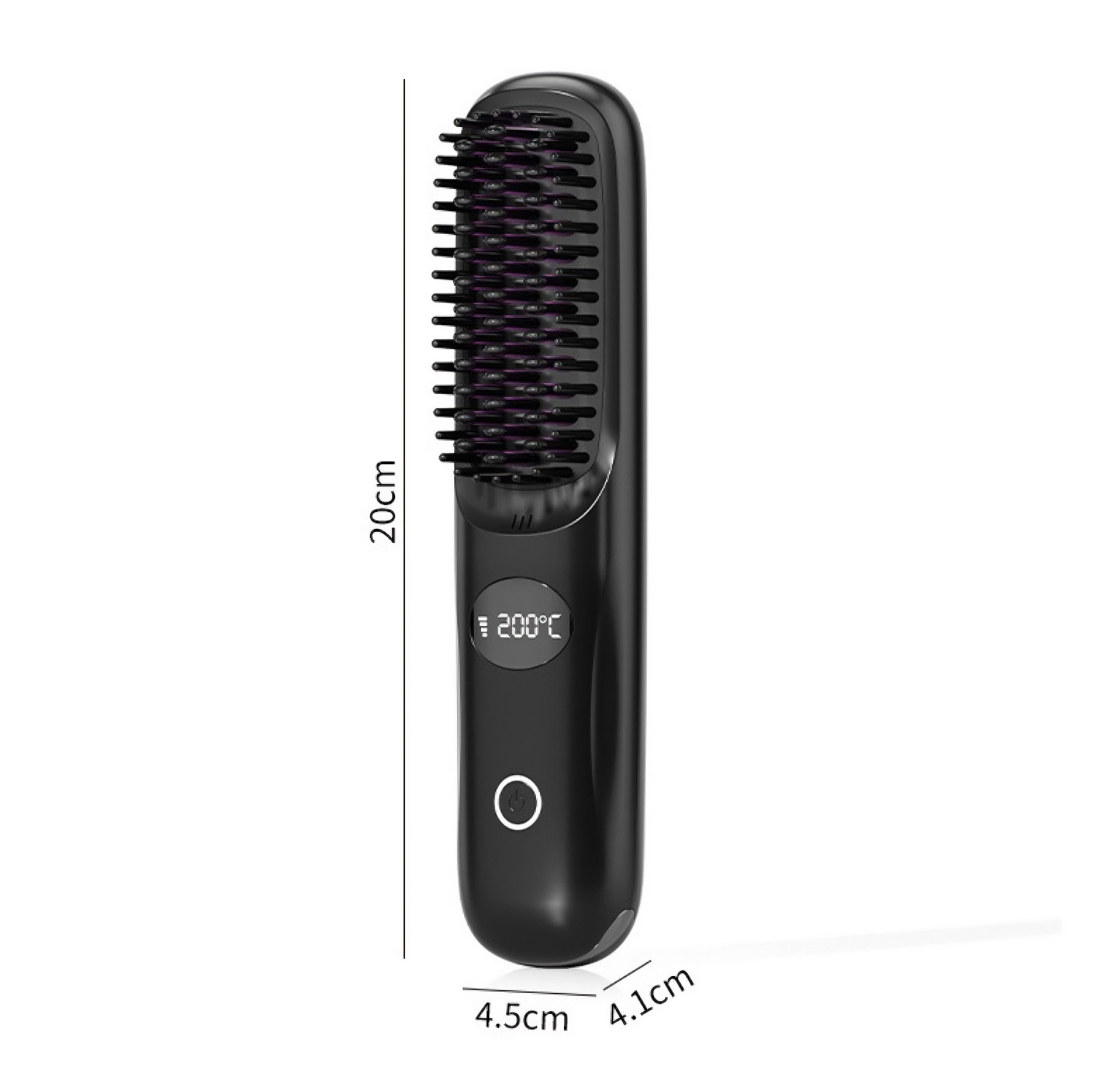 Eine schwarze Haarglättbürste mit digitaler Anzeige der Temperatur.