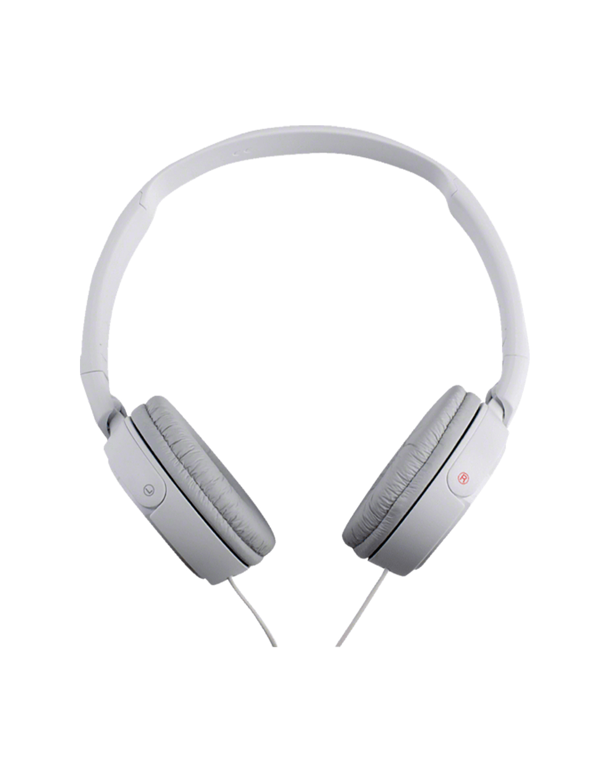 Casque blanc à plat. Les écouteurs sont gris.