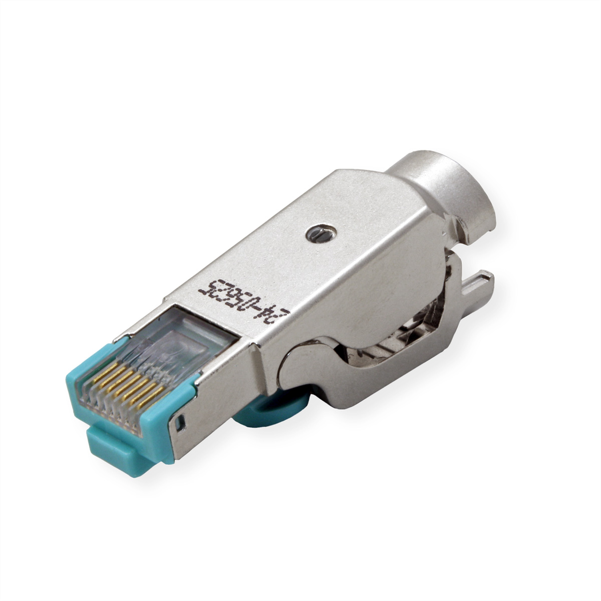 Blau-silberfarbener Stecker mit blauem Tab. Auf dem Stecker steht 24-05625.