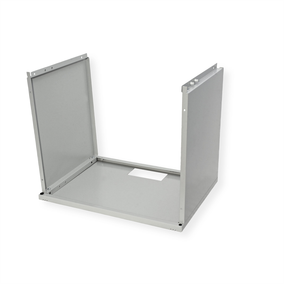 Viene mostrato un telaio metallico a forma di U con fori di montaggio su uno sfondo bianco.