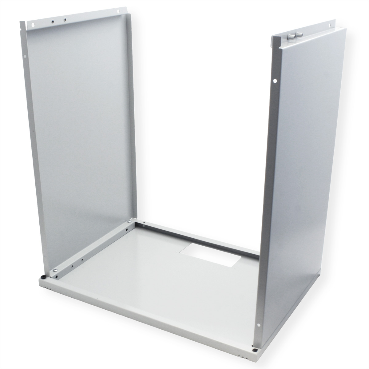 Viene mostrato un telaio metallico a forma di U con fori di montaggio su uno sfondo bianco.