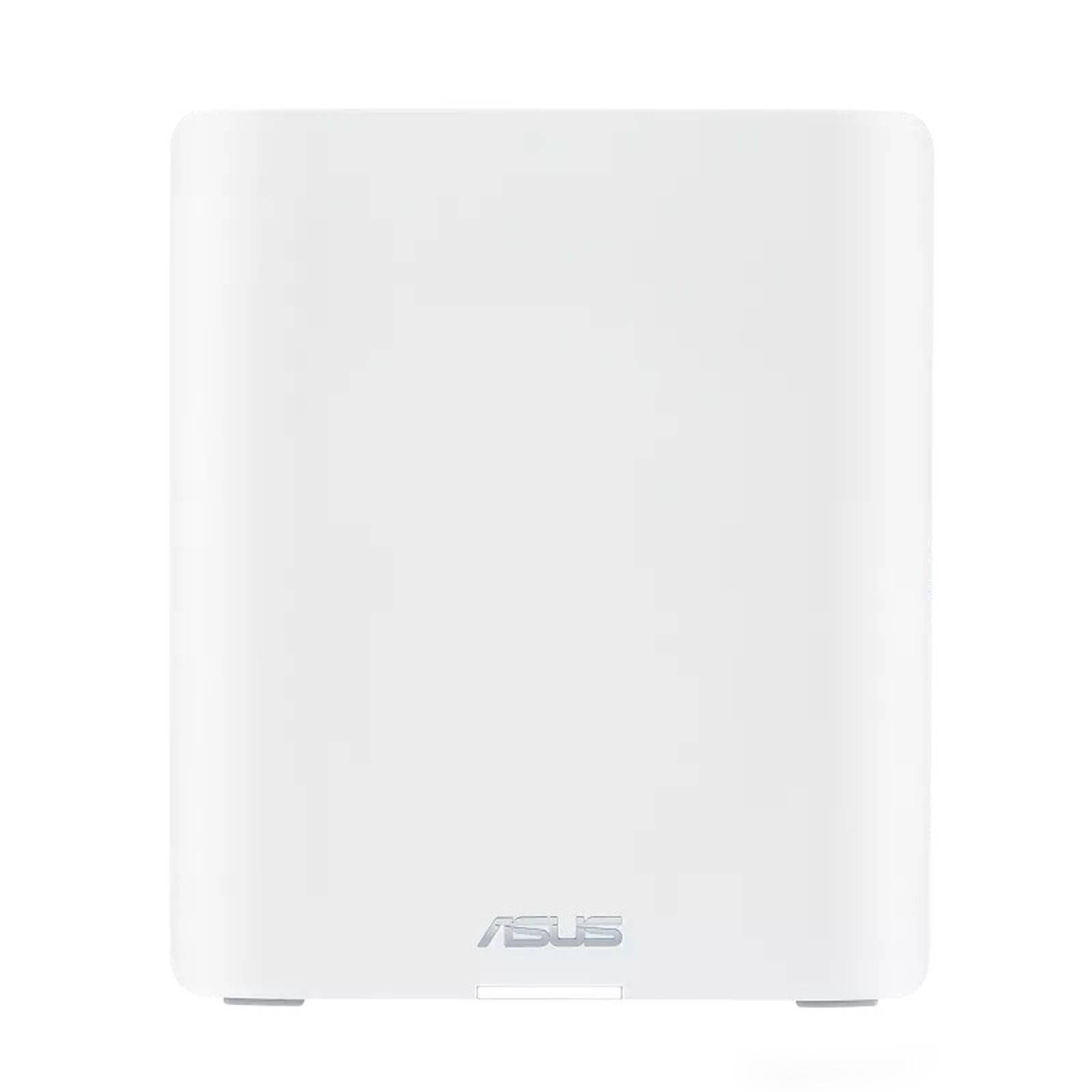 Een witte ASUS-apparaat, rechthoekige vorm, met het ASUS-logo onderaan. Strak, eenvoudig ontwerp, geïsoleerd op witte achtergrond.