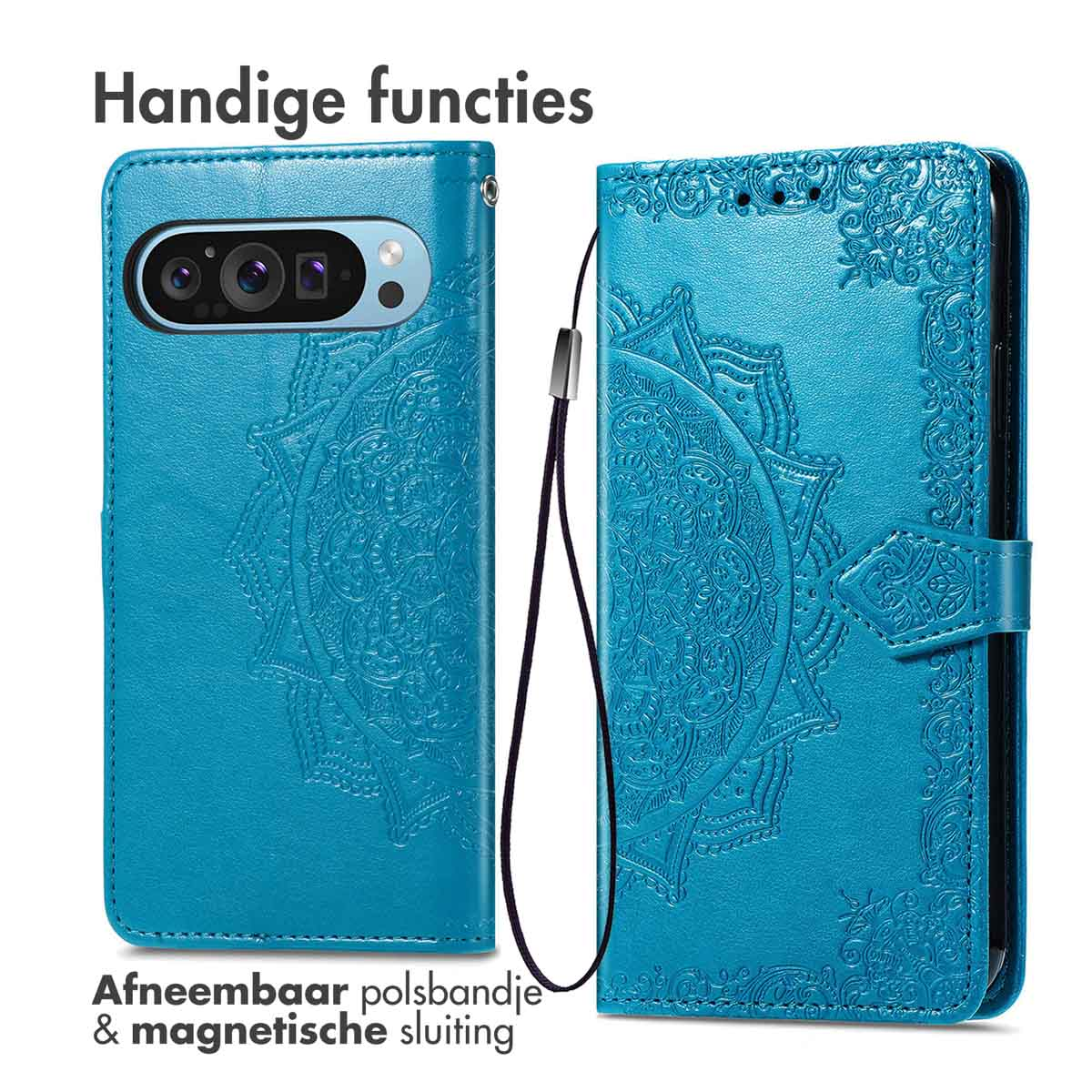 Auslbin Custodia per Google Pixel 6a Cover in Rilievo Mandala PU Custodia Protettiva in Pelle Google 6a Custodia in Pelle Flip Wallet Case per Google Pixel 6a - Nero