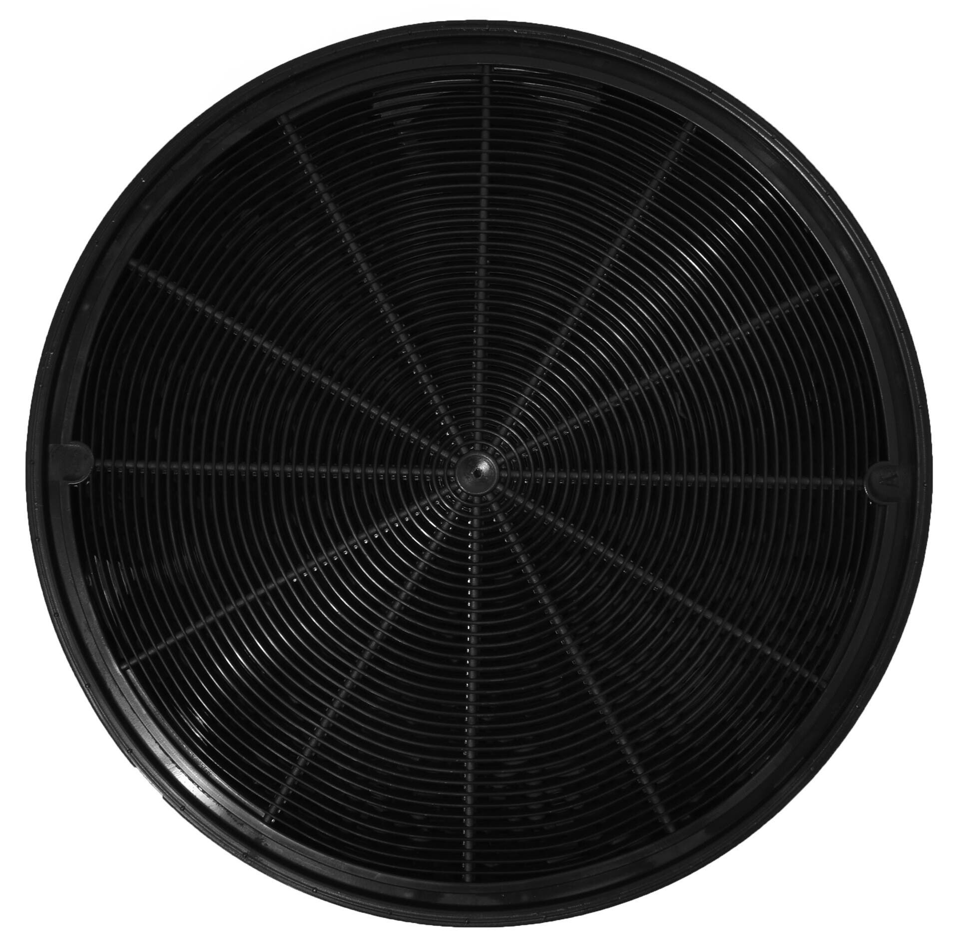 Filtro circolare nero con un motivo radiale. Il centro ha un buco.