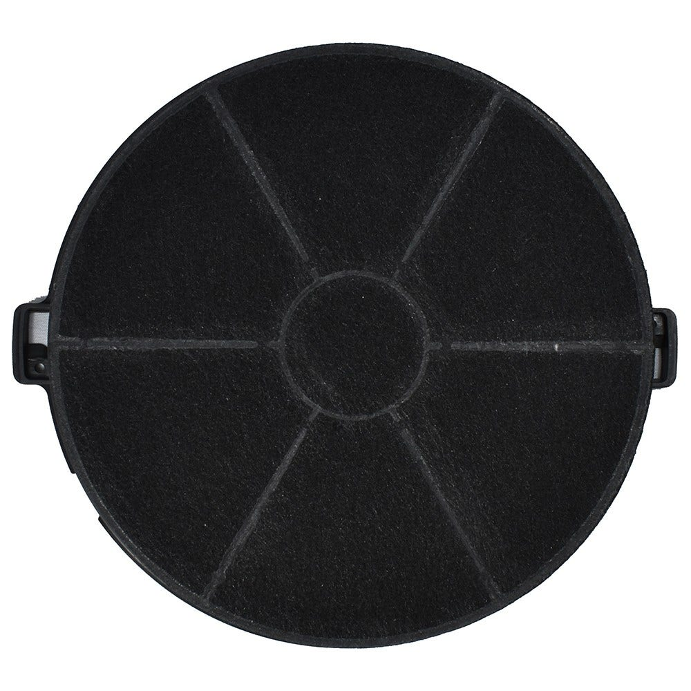 Un filtro nero circolare con sei sezioni triangolari.