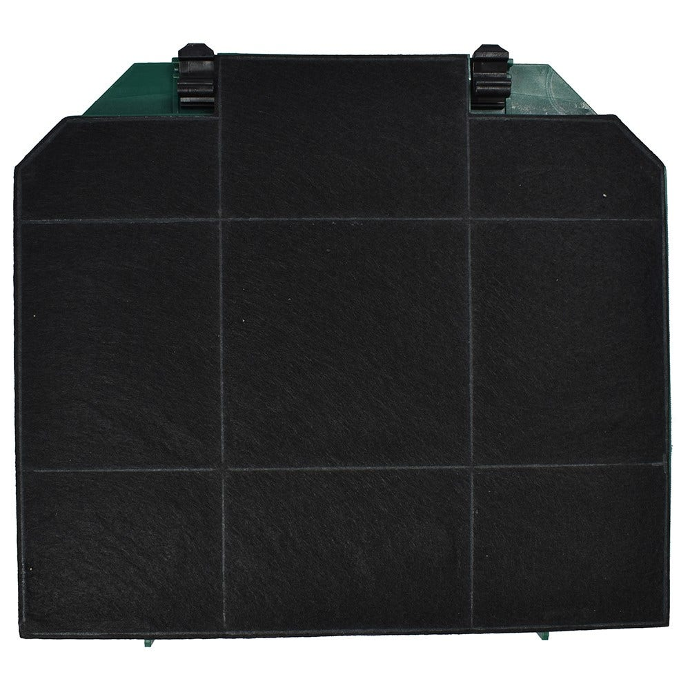 Un filtre rectangulaire noir, avec un cadre vert foncé et un motif en grille.