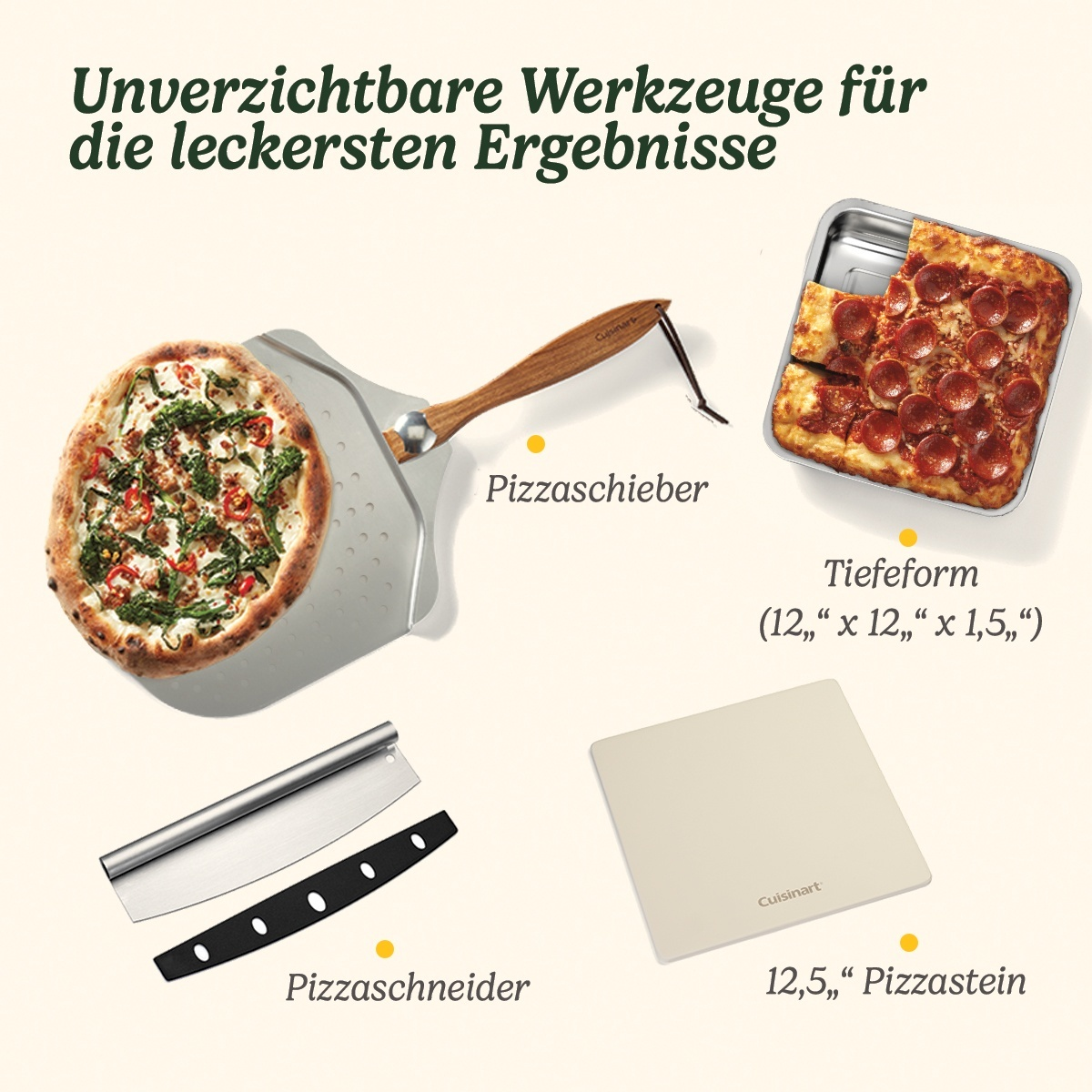 Strumenti per fare la pizza: pala, pietra, taglia pizza e pizza in teglia.