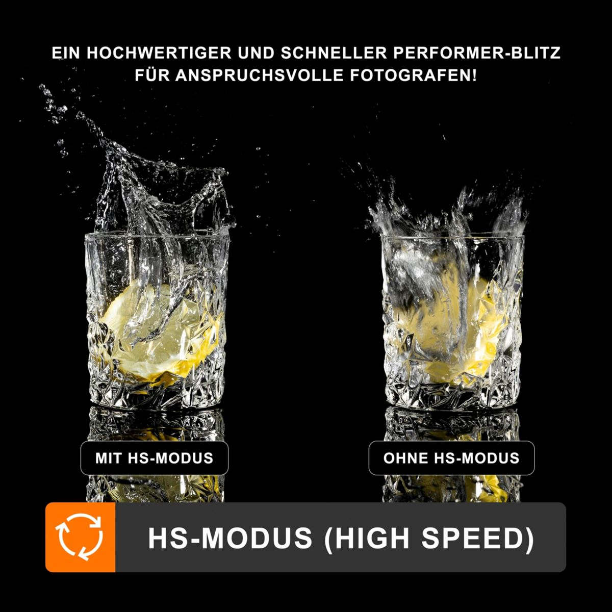 Zwei Gläser Wasser mit Zitronen, eines mit Spritzern, das andere ohne.