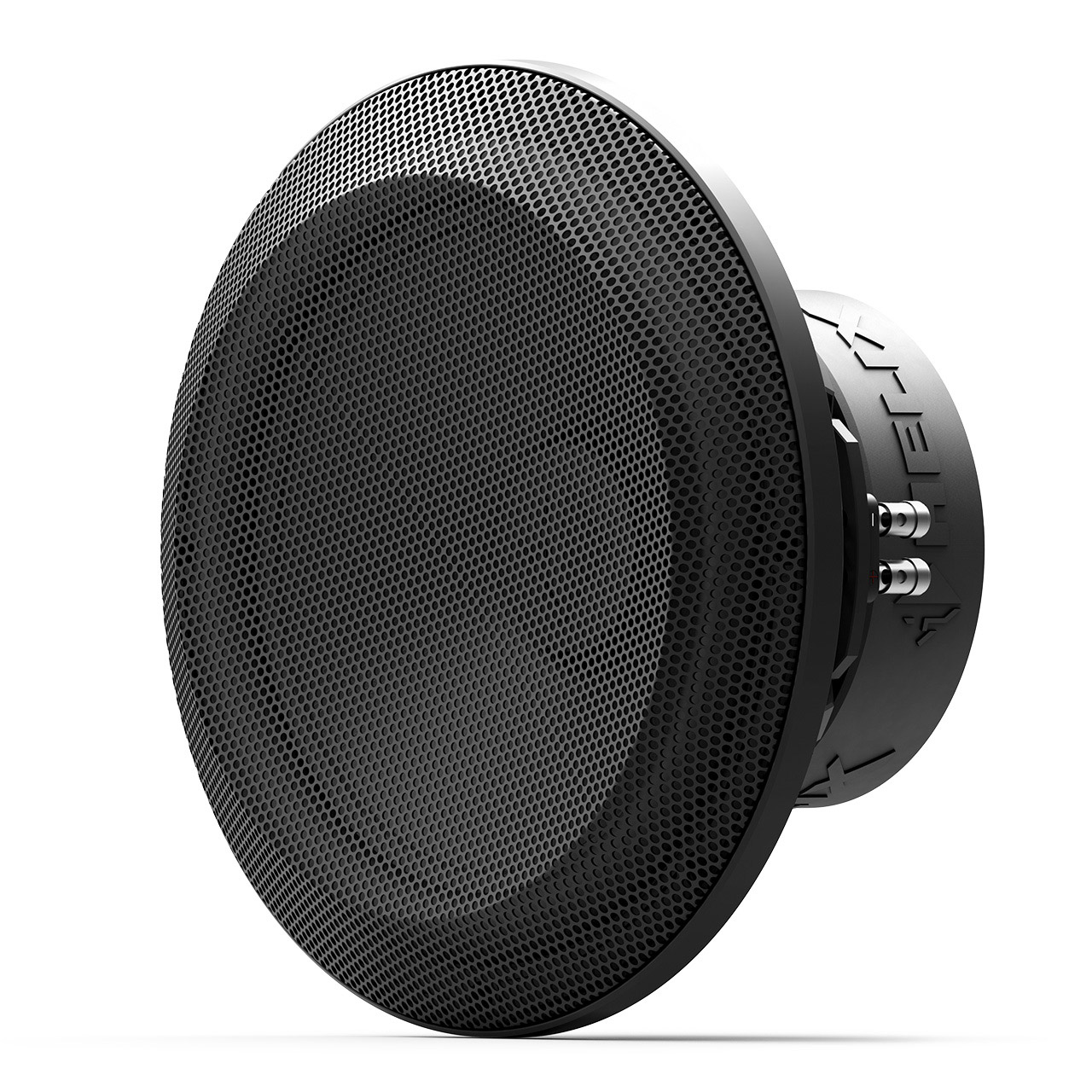 Ein schwarzer Subwoofer mit Mesh-Front und HELIX-Logo an der Seite.