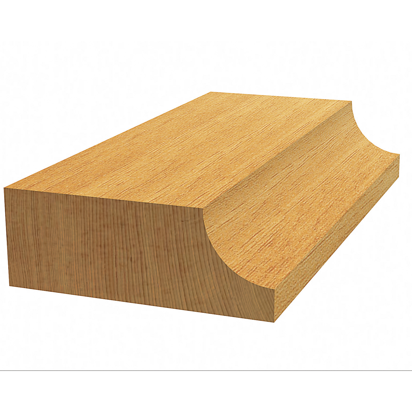 Un blocco di legno con un bordo curvo, che mostra la venatura finale del legno.