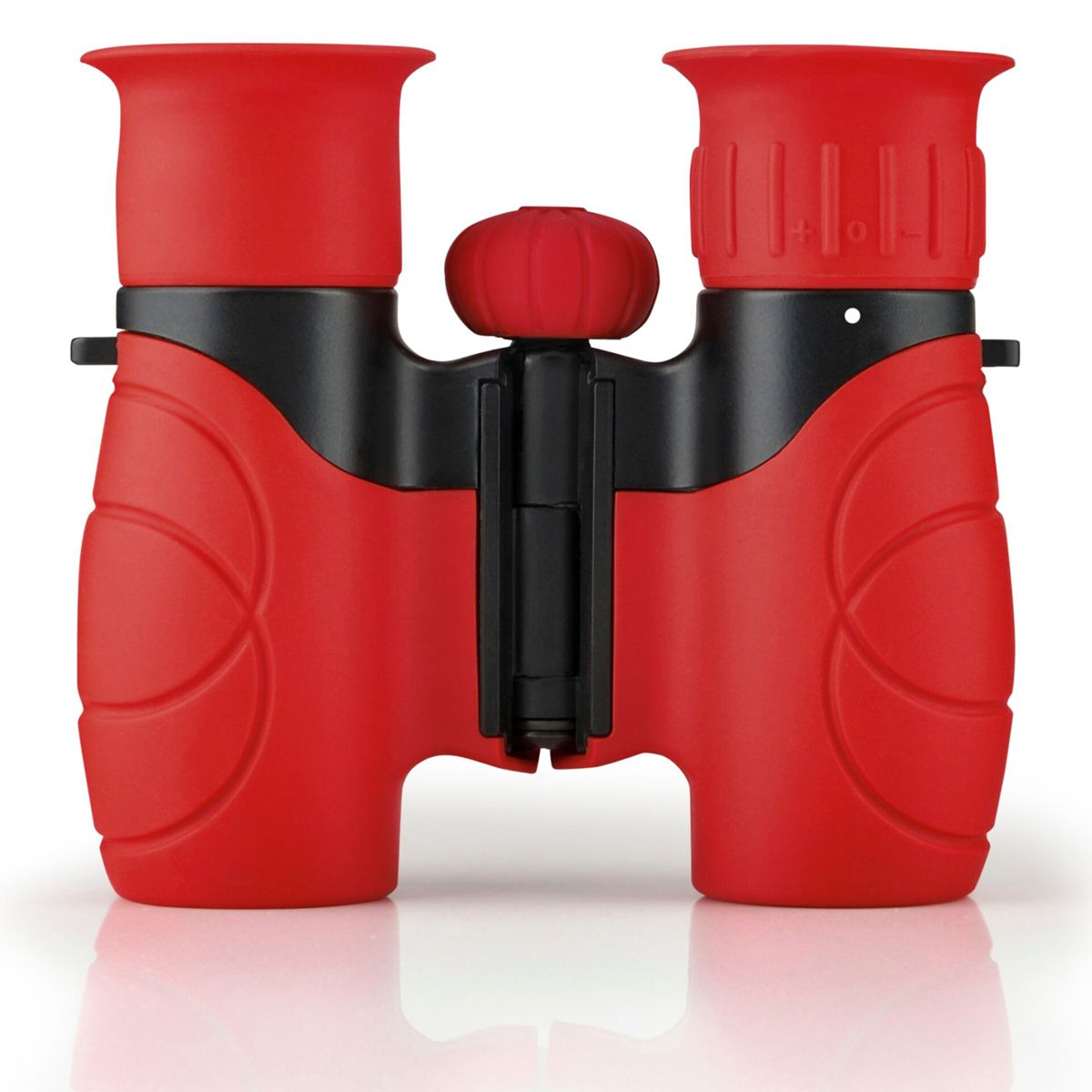 Binocolo rosso e nero. Il logo Kodak è visibile. Sfondo bianco.