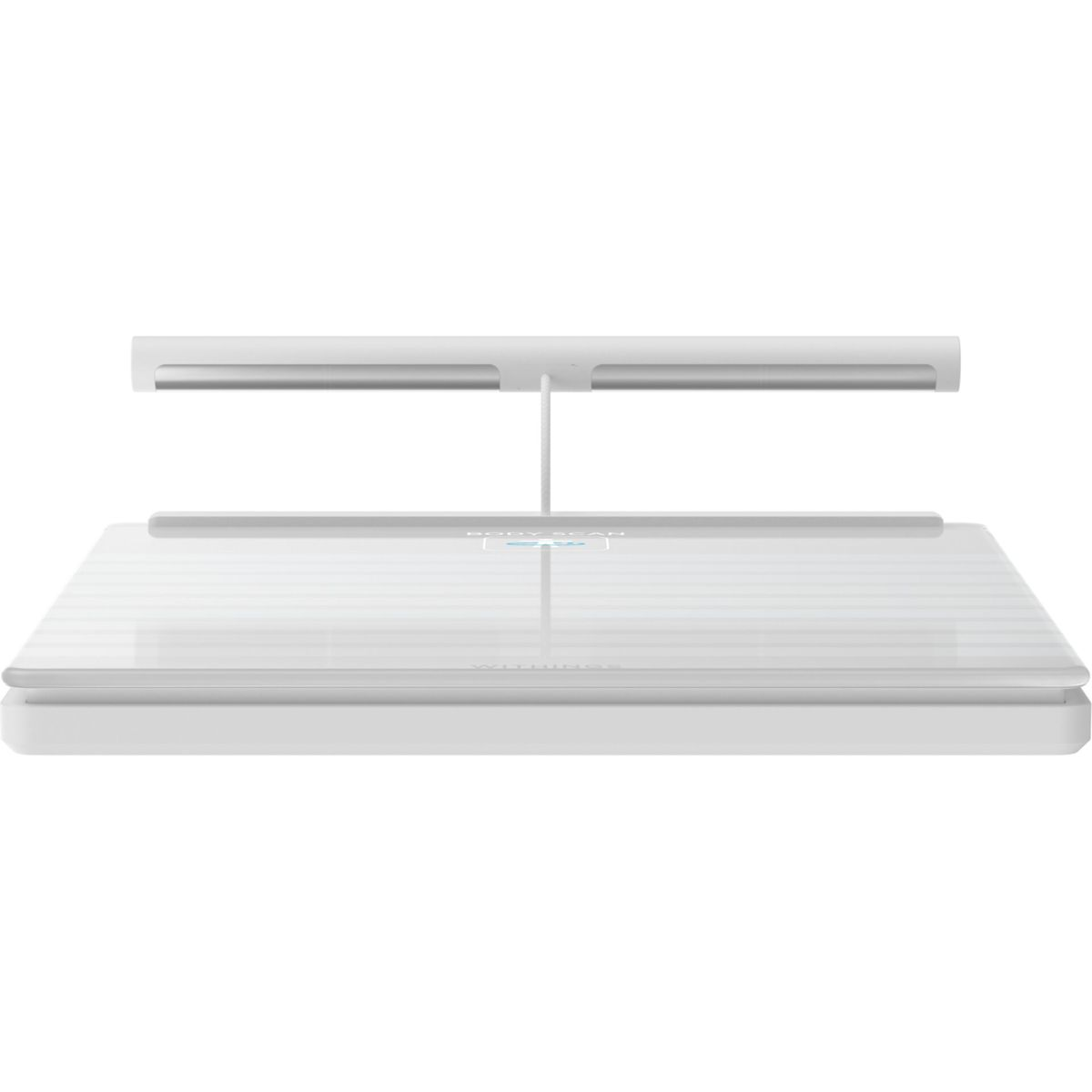 Biała waga z belką nad nią.