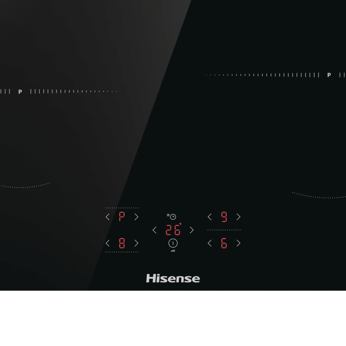 Czarna płyta indukcyjna z podświetlanymi cyfrowymi elementami sterującymi.