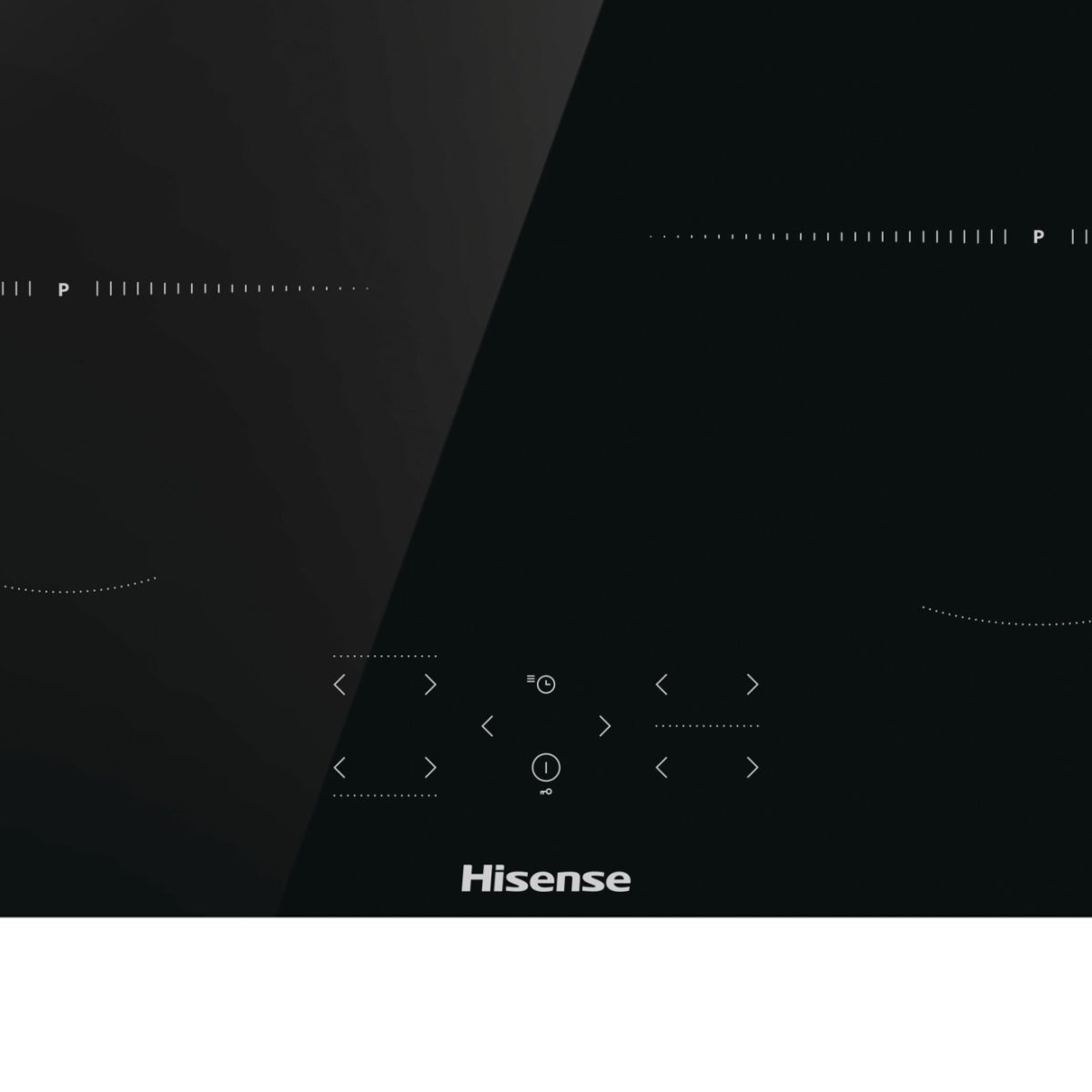 Czarna płyta kuchenna z czterema palnikami, w tym trzema okrągłymi.