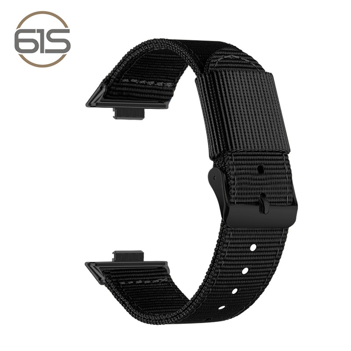 Schwarzes Stoff-Uhrenarmband. Schwarze Schnalle.