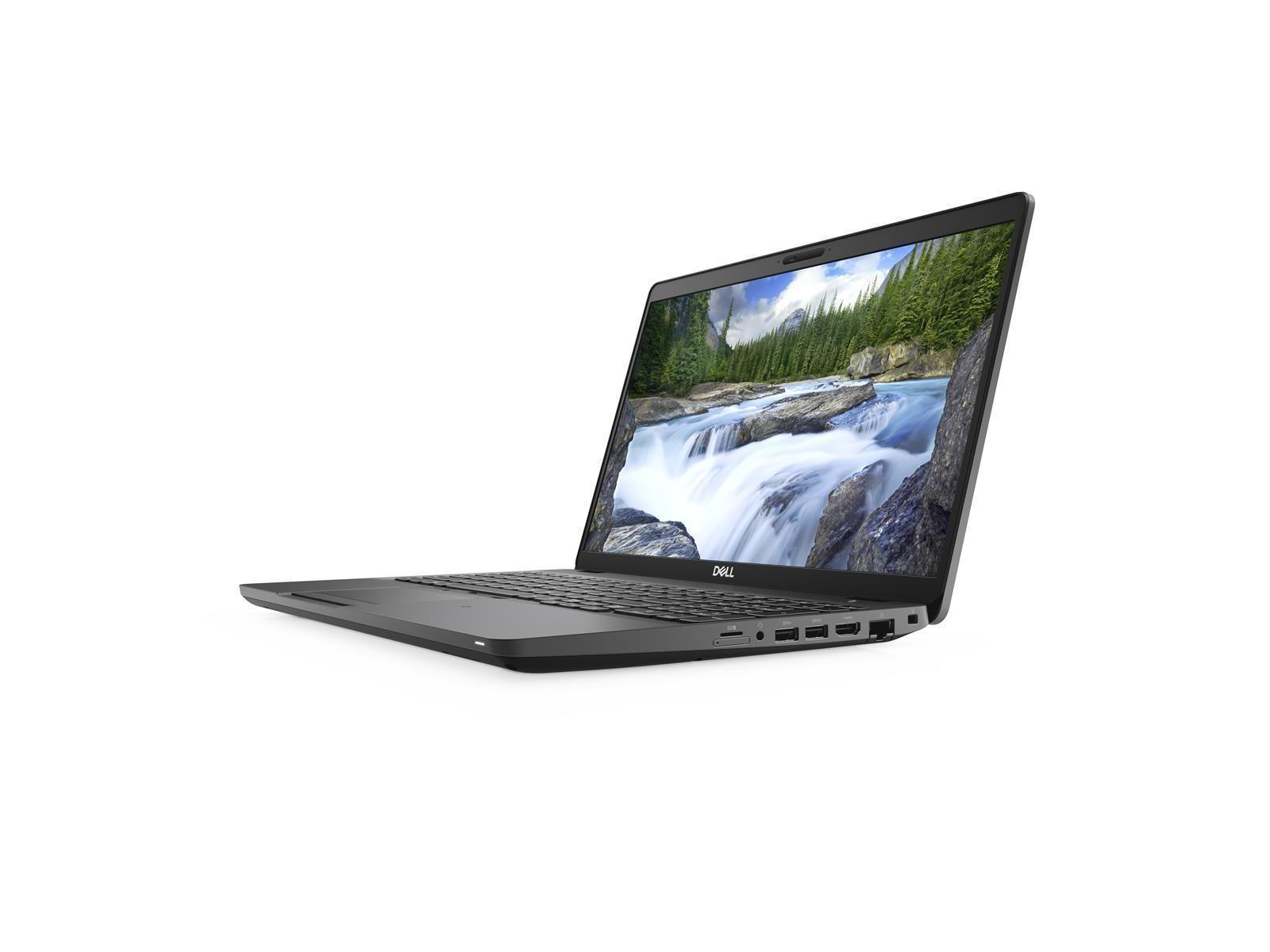 Schwarzer Laptop auf Weiß. Der Bildschirm zeigt eine Wasserfallszene.