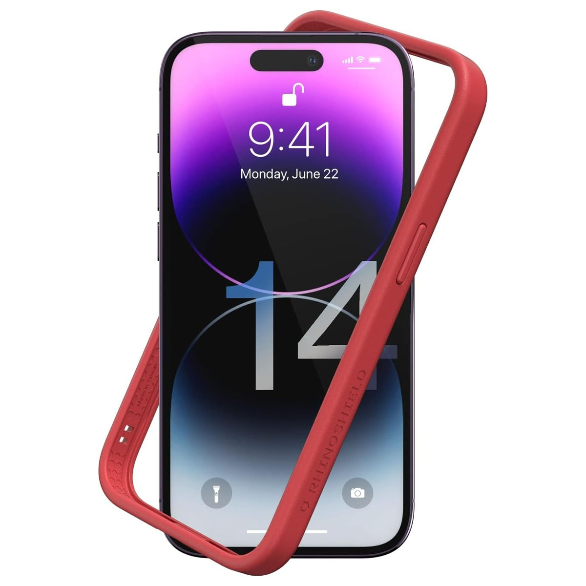 Una custodia rossa per telefono circonda uno smartphone, mostrando il suo schermo e il design.