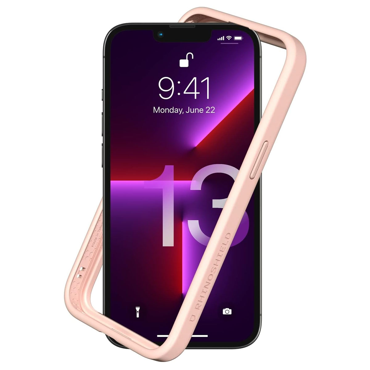 Custodia per telefono rosa con il logo Rhinosheld.
