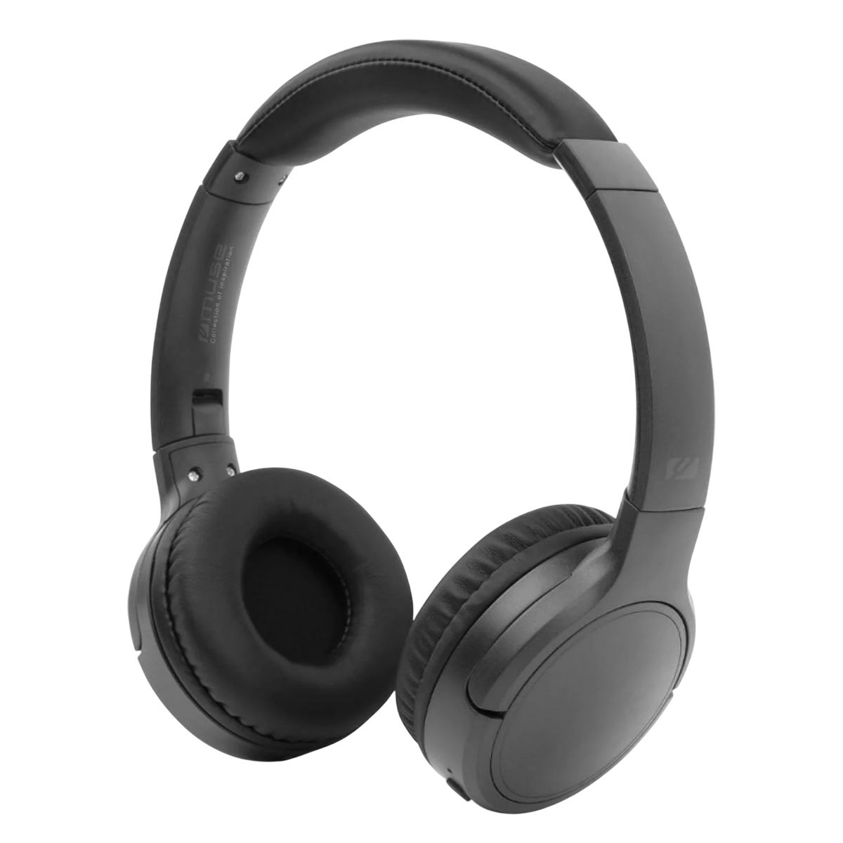 Casque gris. Ce sont des écouteurs circum-auriculaires avec des coussinets rembourrés. Le bandeau est également rembourré.