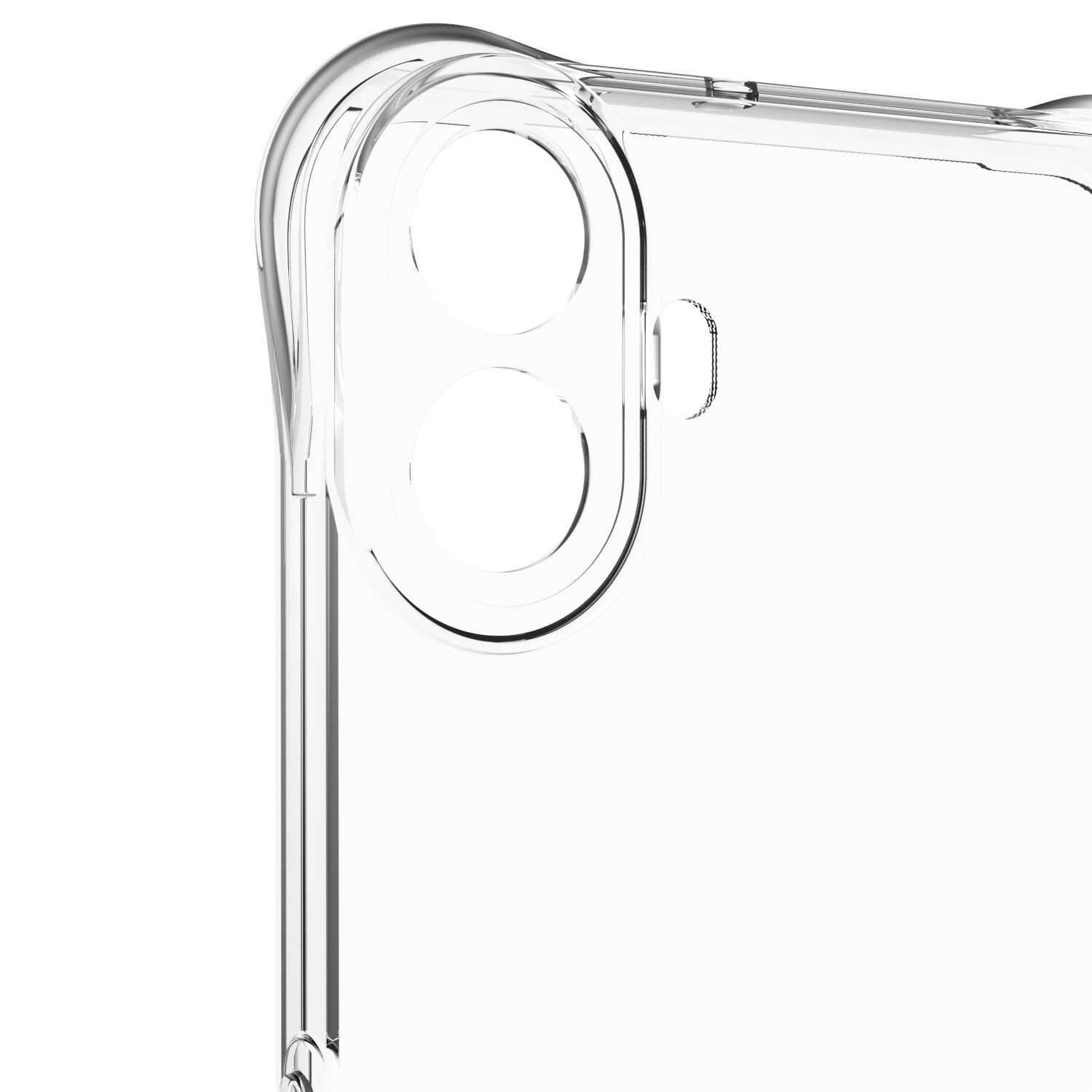 Zbliżenie na etui na telefon, pokazujące wycięcie na aparat i szczegóły krawędzi.